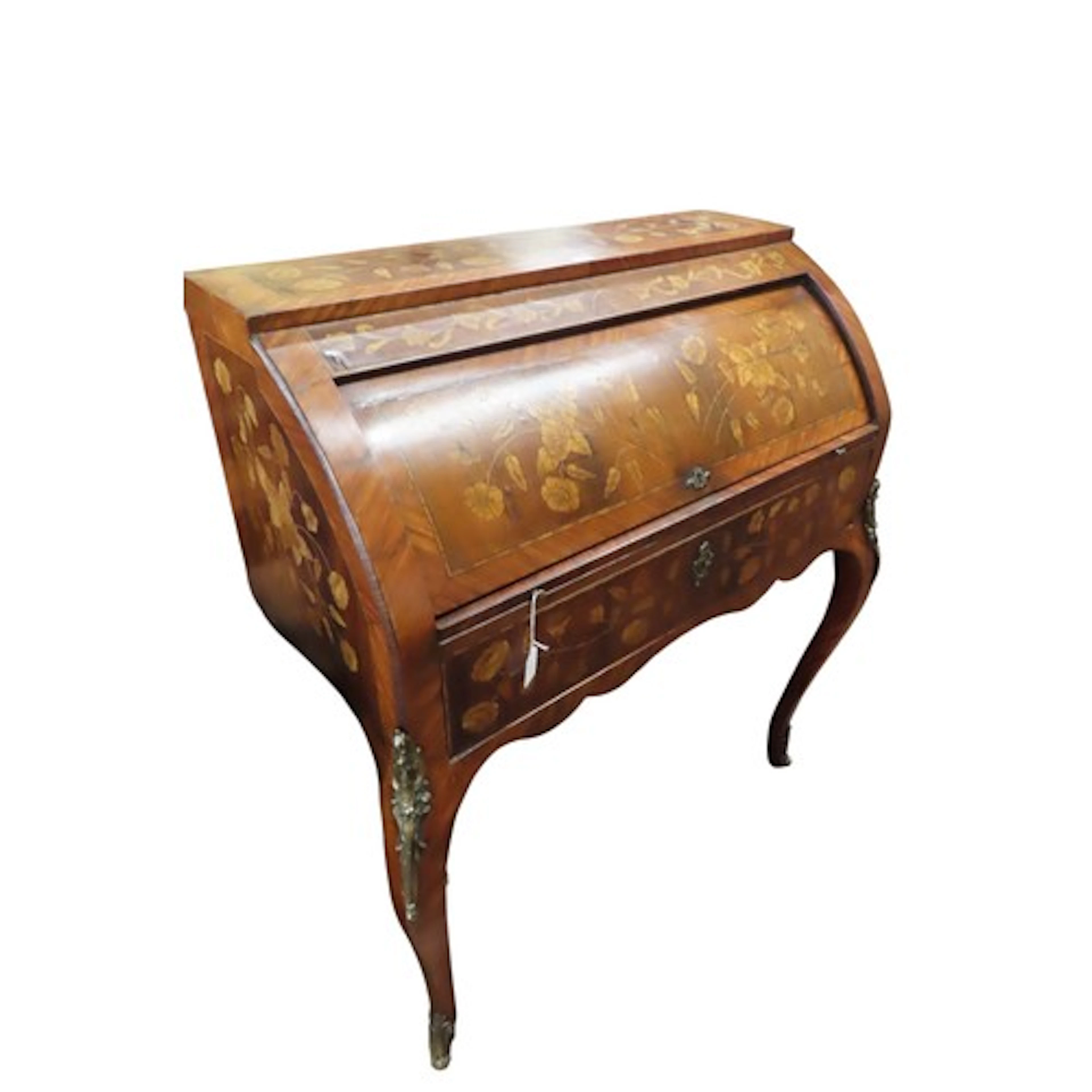 A 19th century French cylinder top lady's writing bureau wit...