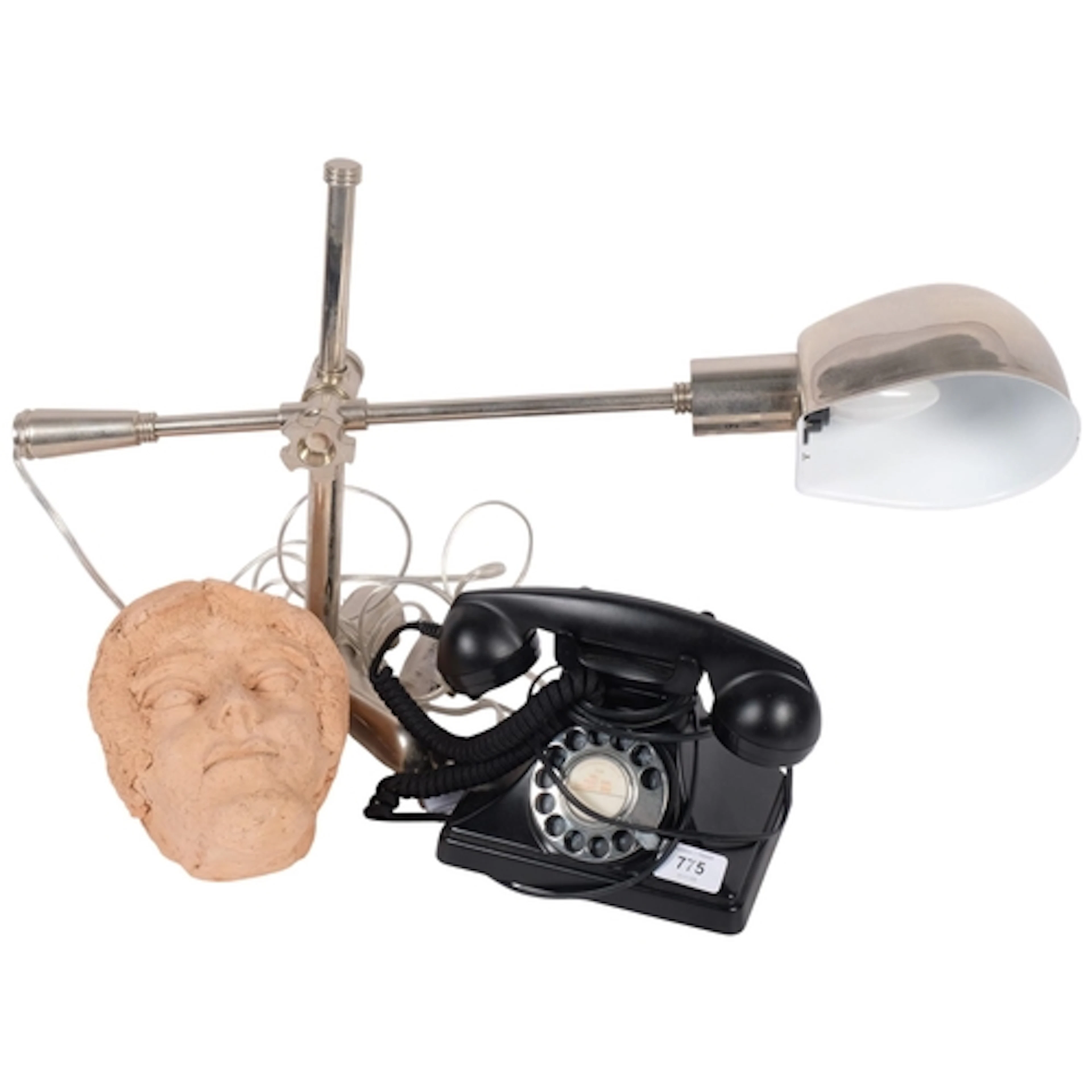 A Ralph Lauren adjustable metal desk lamp, a retro style dia...