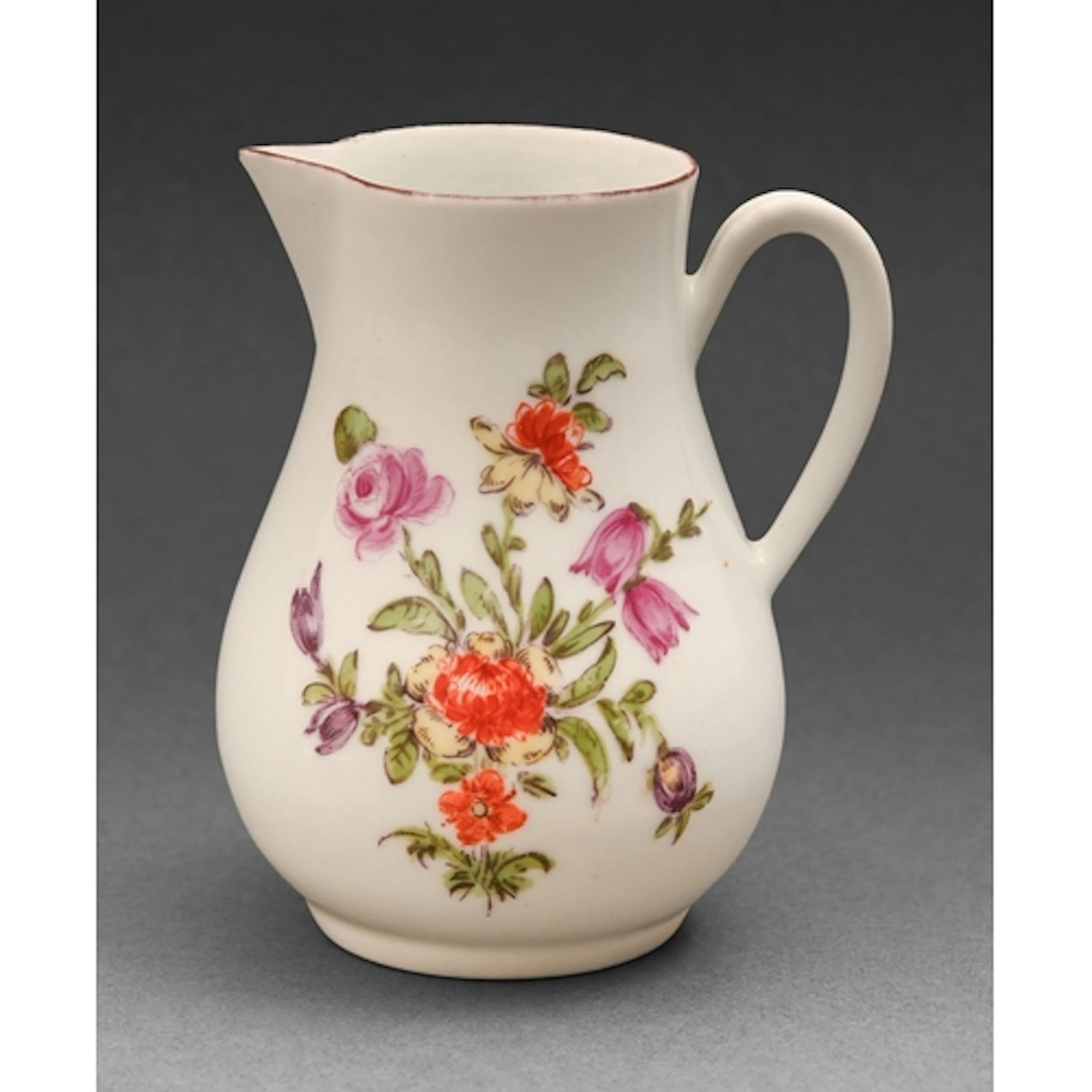 A Derby sparrow-beak cream jug, c1765, with grooved loop han...
