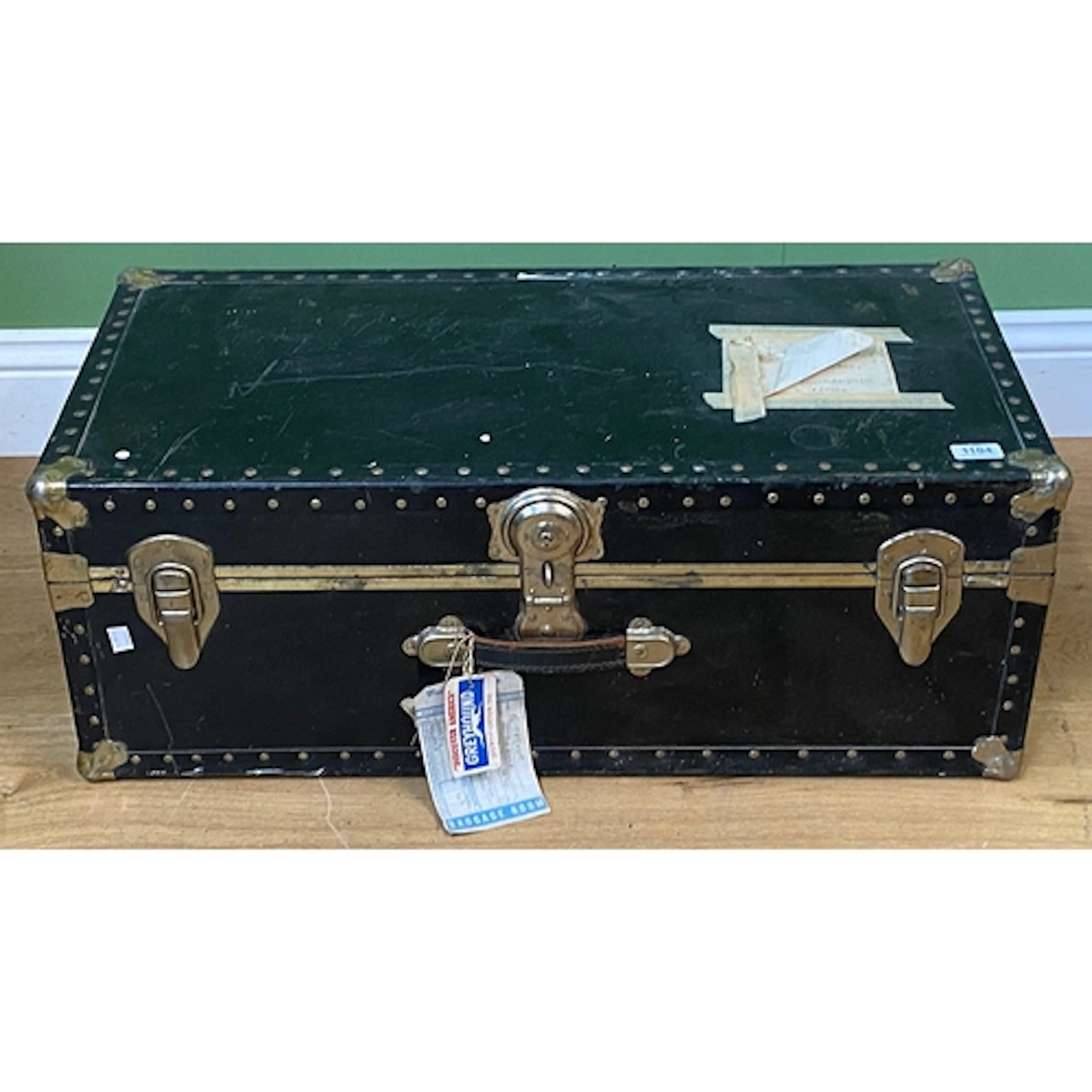 A black travel trunk, 82cmW