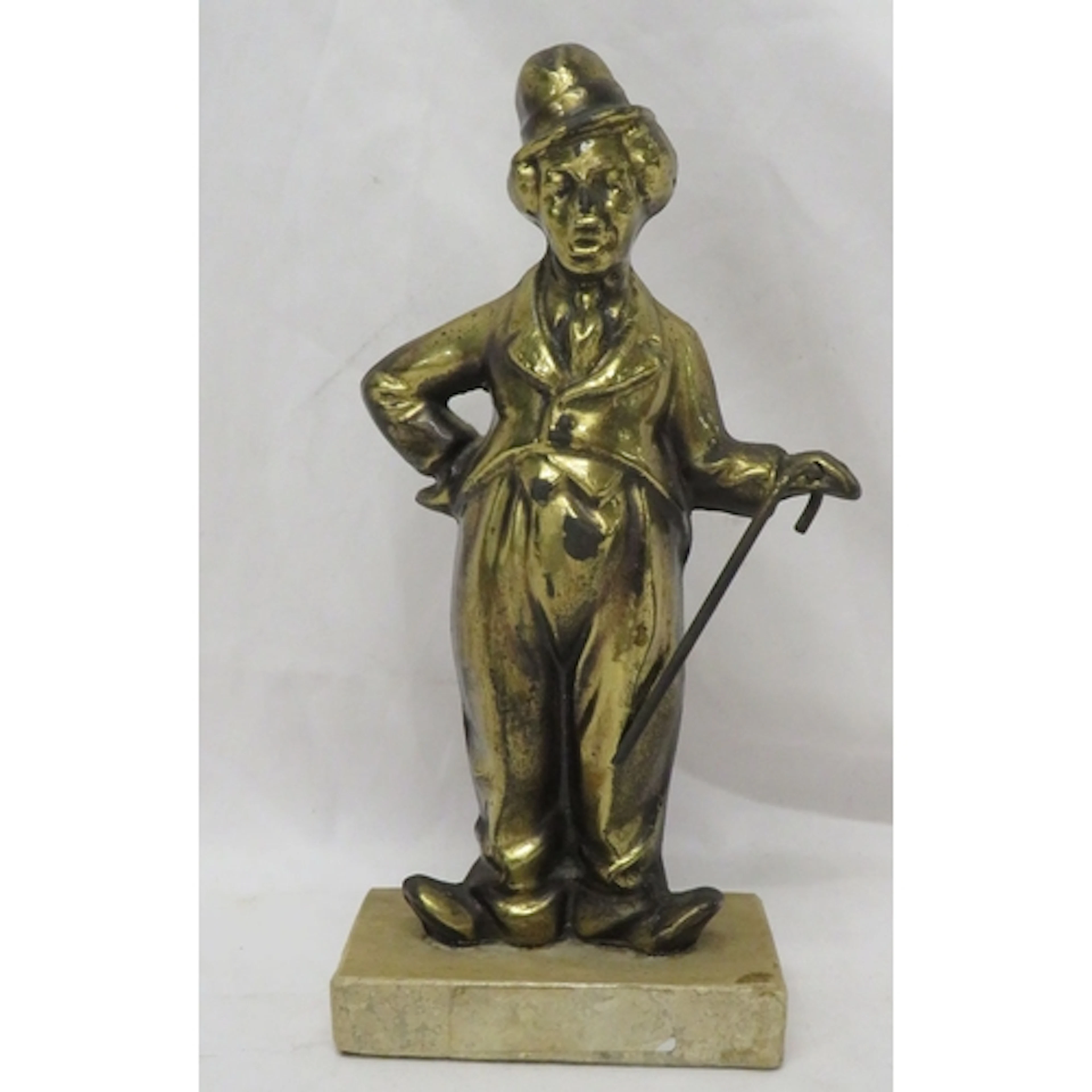 Vintage Charlie Chaplin Brass Effect Figurine approx. 23cm H