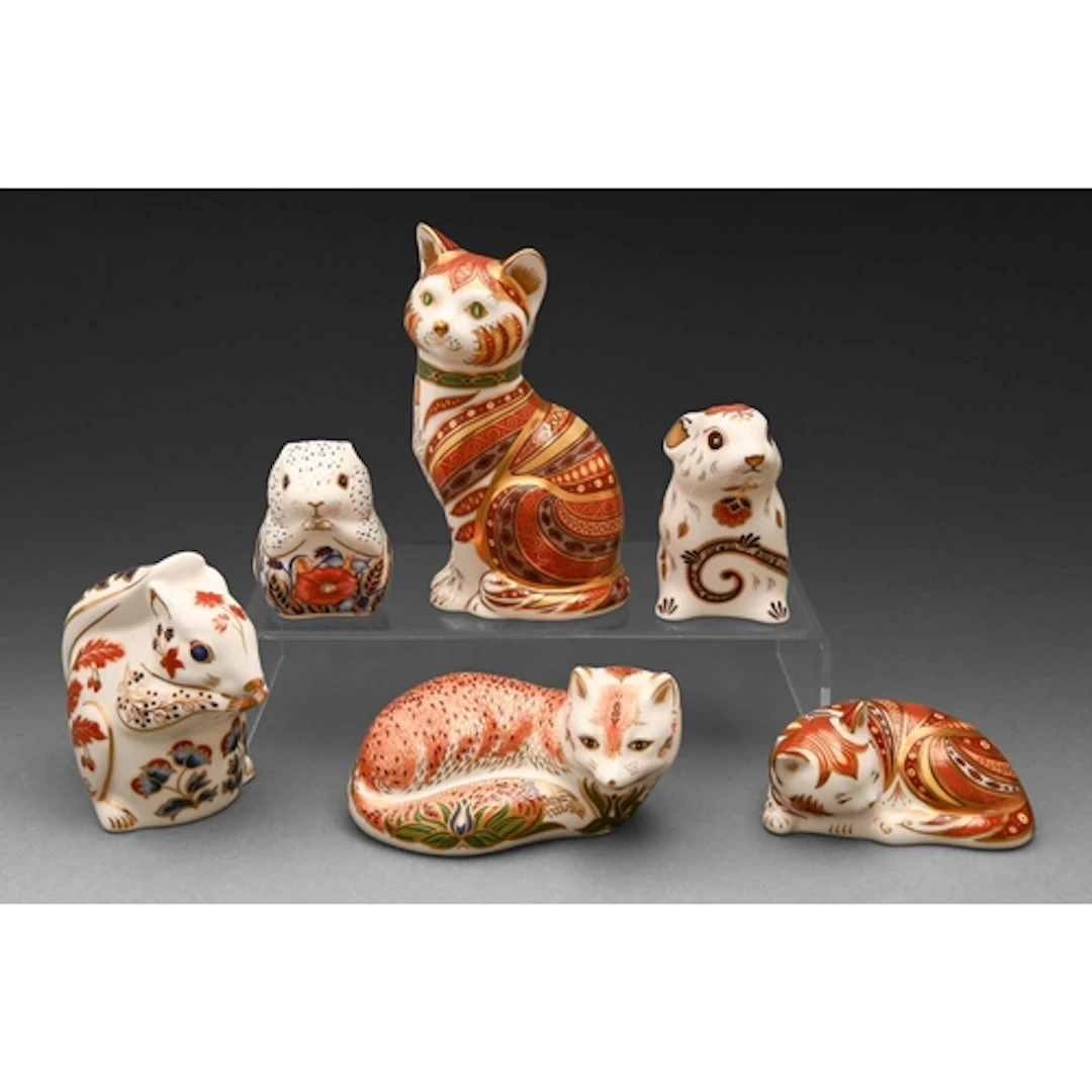 Six Royal Crown Derby paperweights, to include Leicestershir...