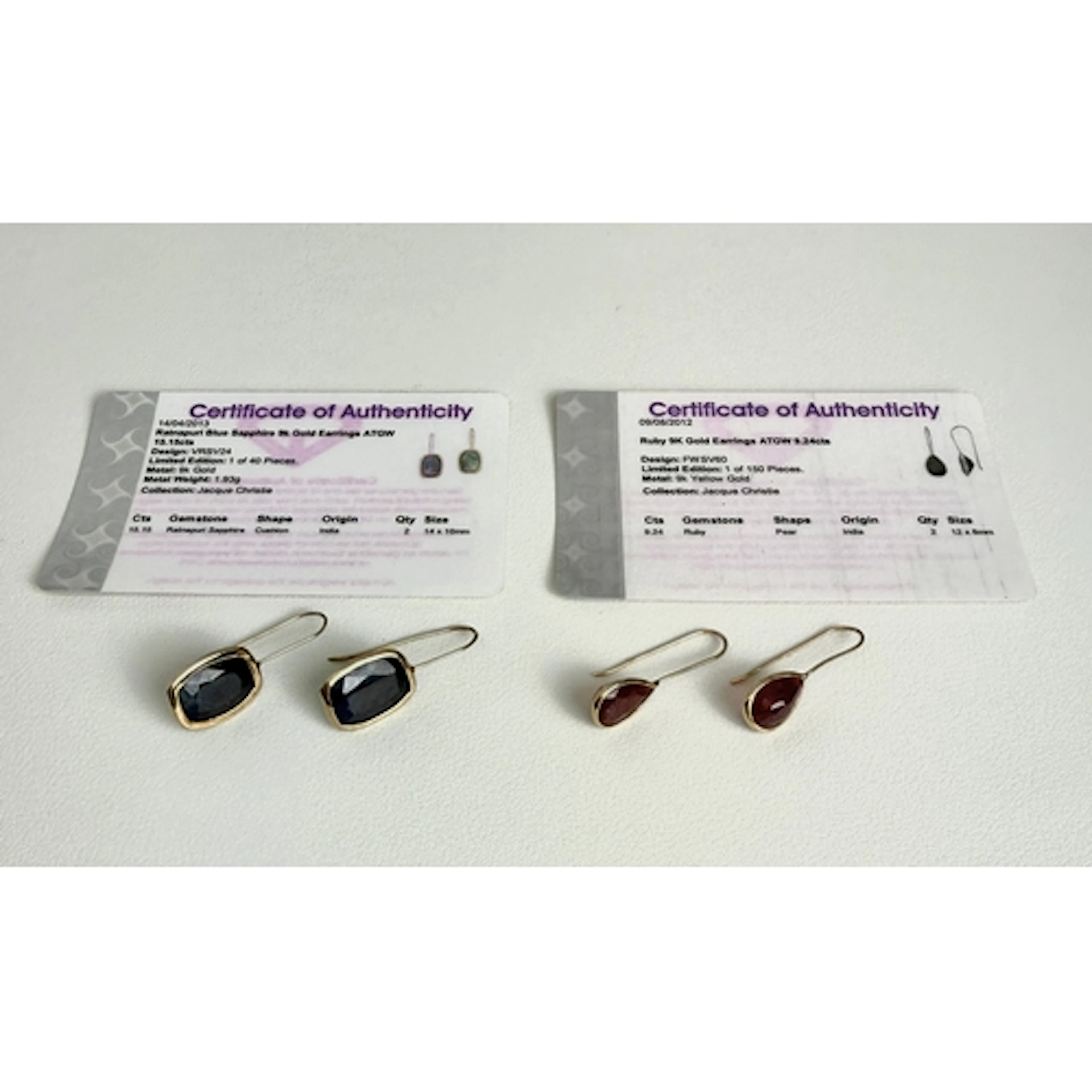 Two pairs of 9ct gold earrings - stamped '375', with hook fi...