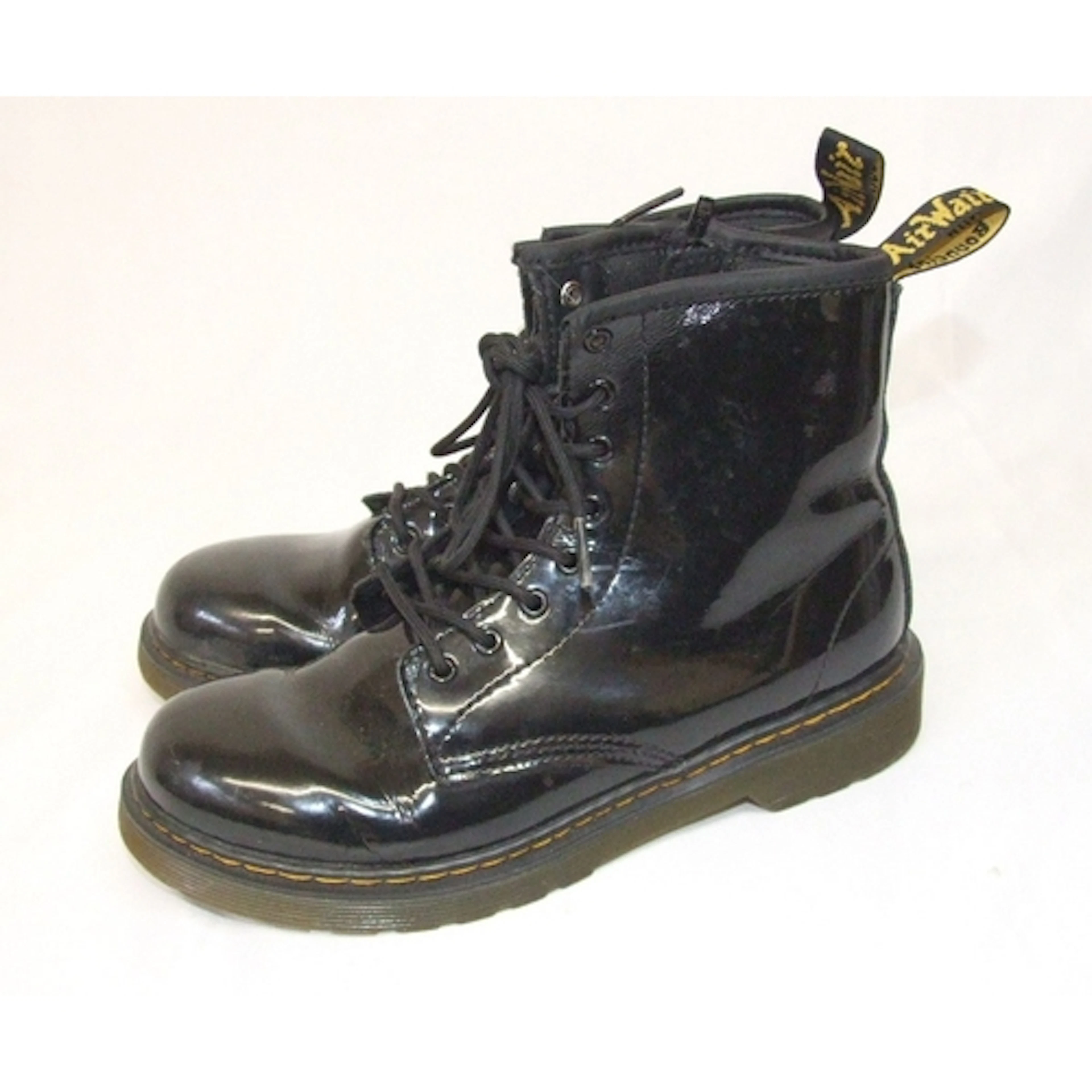 Pair Dr Martens Black Patent Boots size 3
