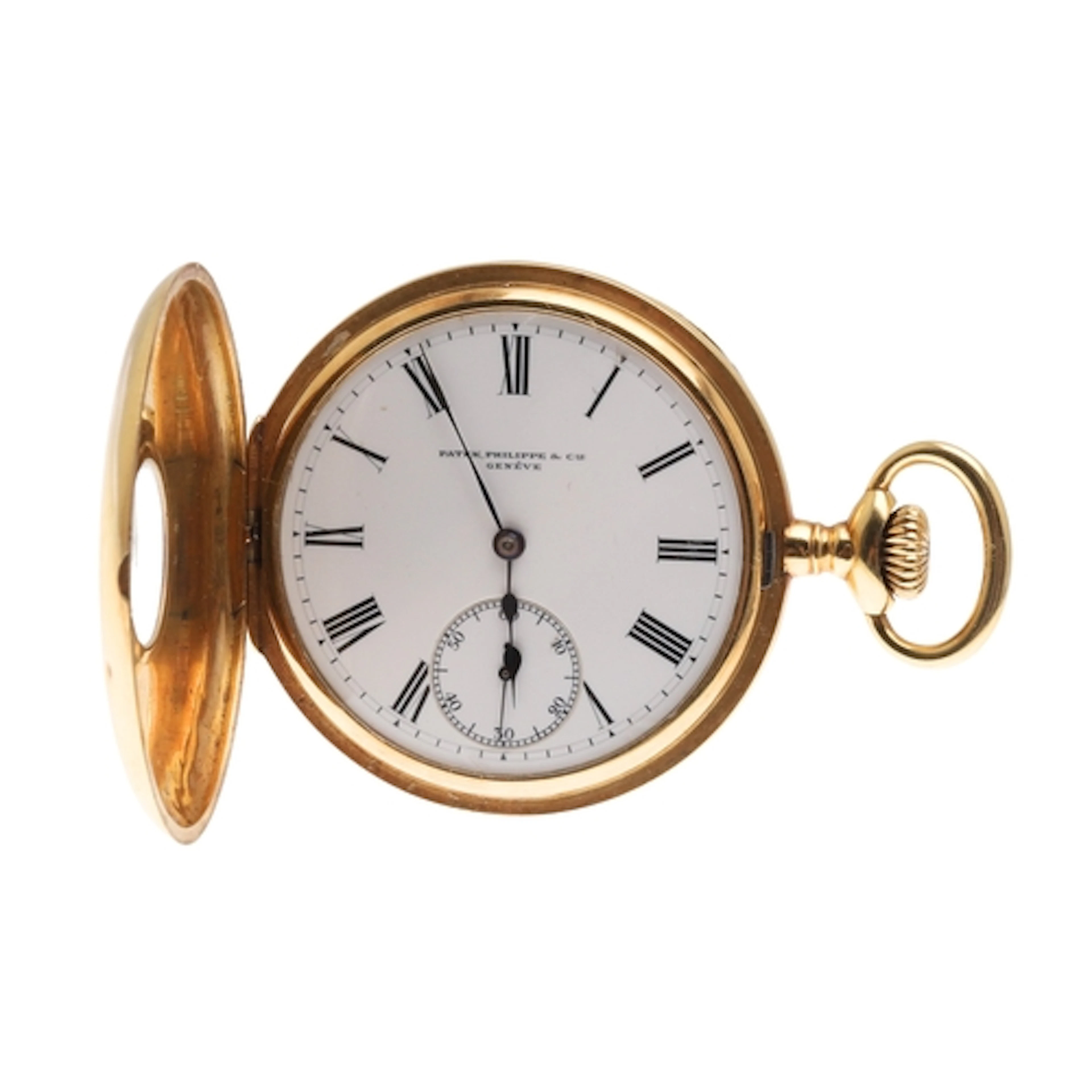 AN 18CT GOLD HALF HUNTING CASED POCKET WATCH BY PATEK PHILIP...