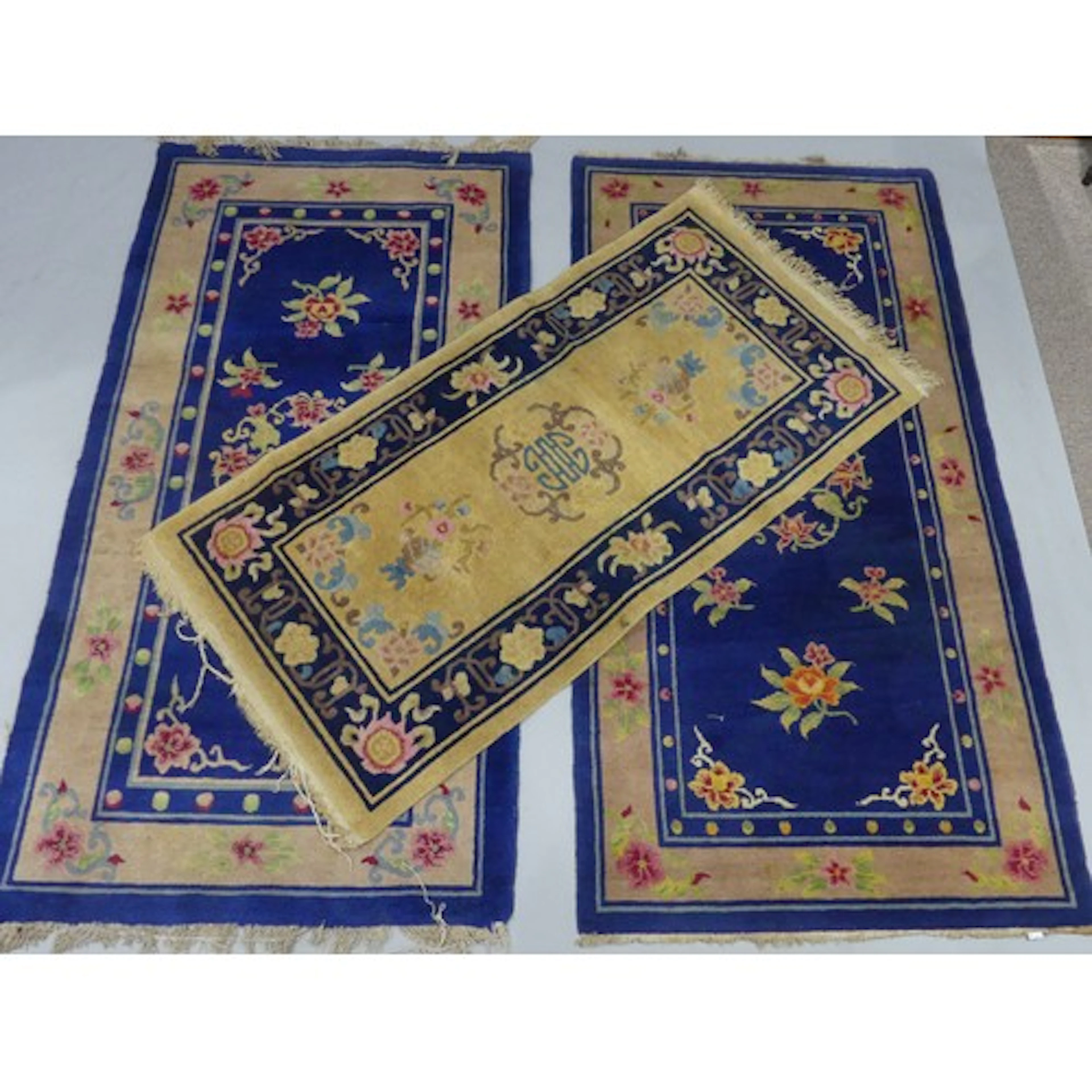 Tribal Rugs; a near pair of circa 1930s Chinese Rugs, thick ...