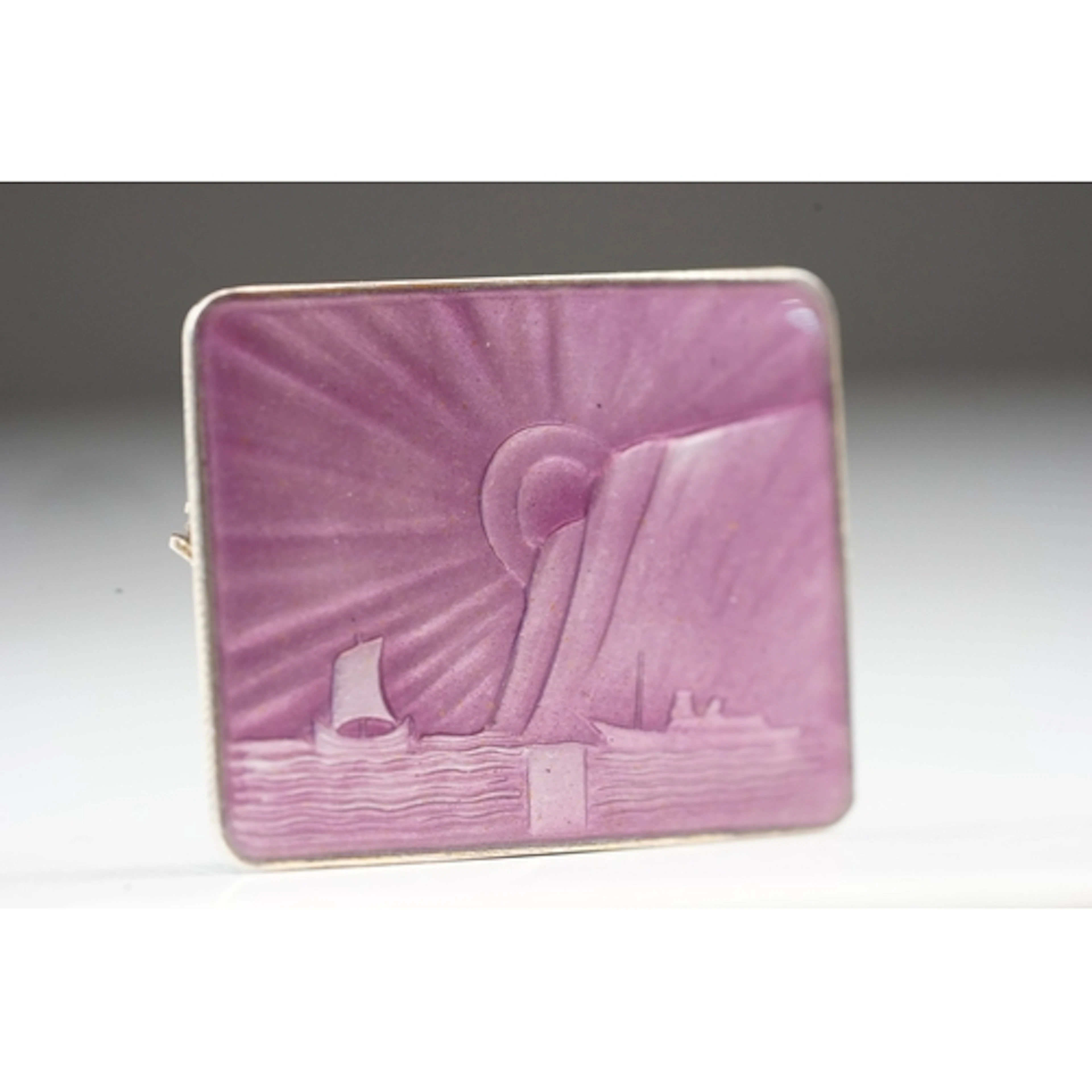 A Norwegian mid 20th century sterling silver and lilac ename...