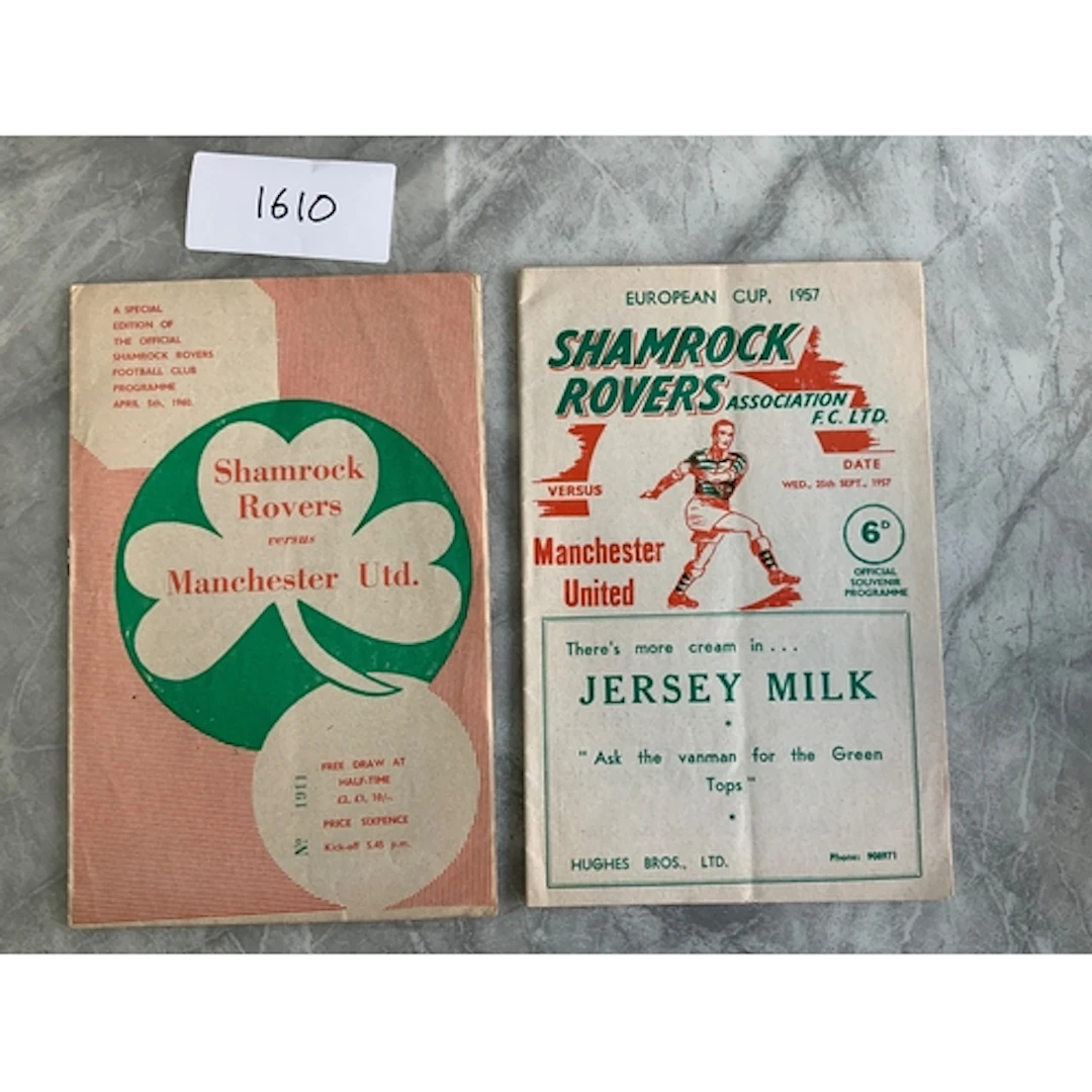 Shamrock Rovers v Manchester United Football Programmes: 57/...