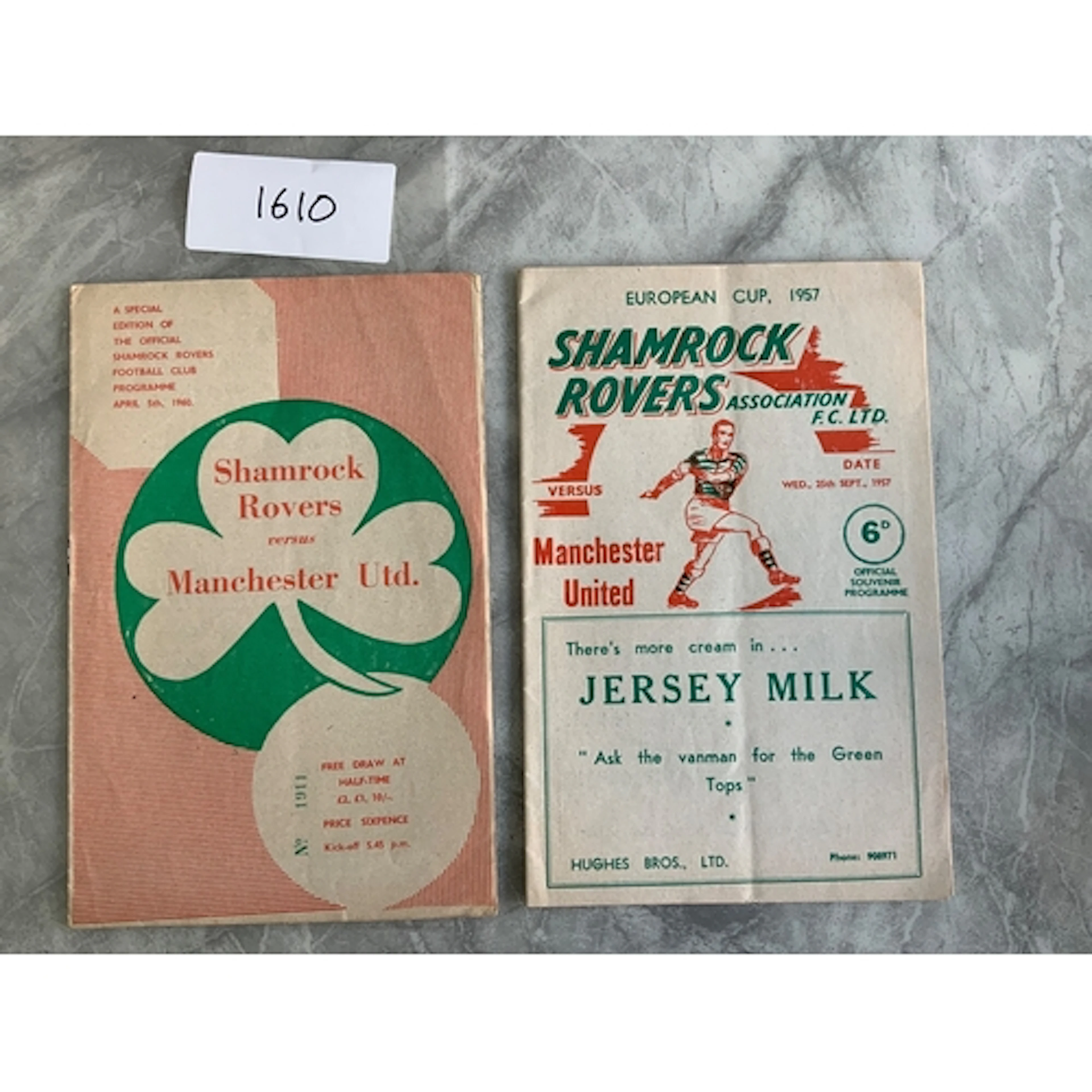 Shamrock Rovers v Manchester United Football Programmes: 57/...