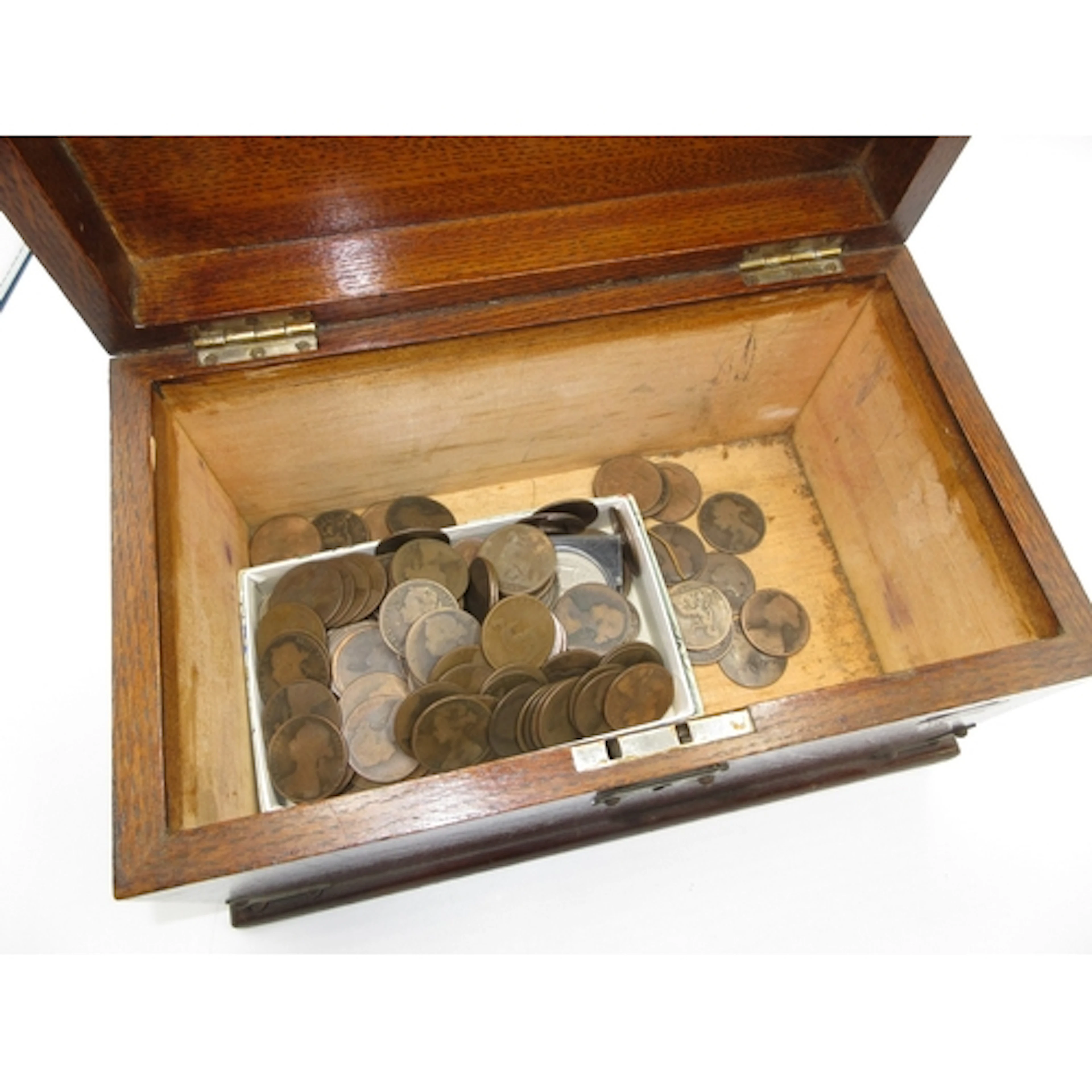 Oak Box with Copper Coins