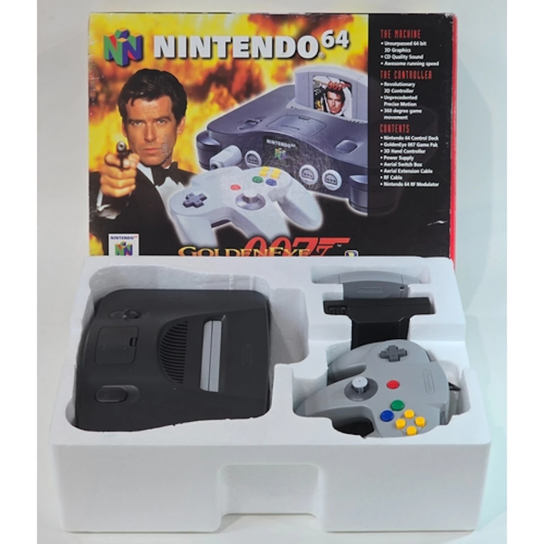Vintage Nintendo 64 GoldenEye edition console. Appears compl...