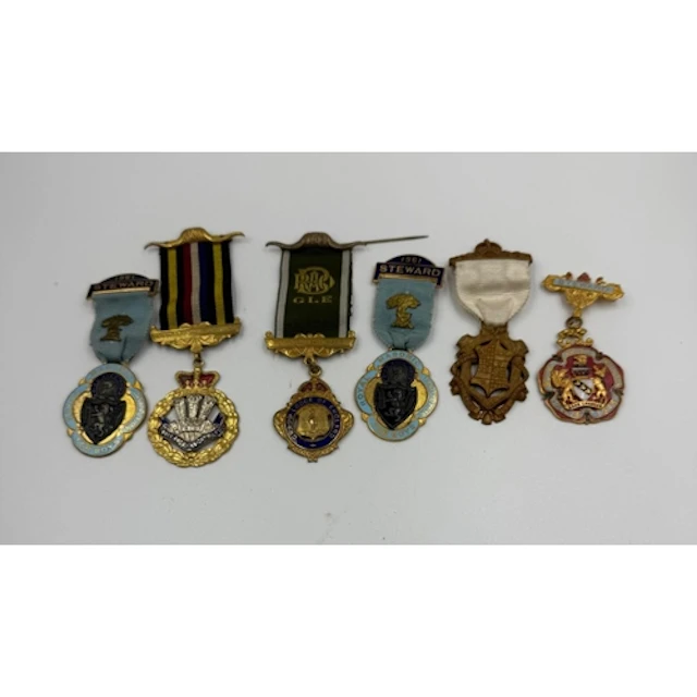 A selection of Masonic medals to include stewards badges fro...