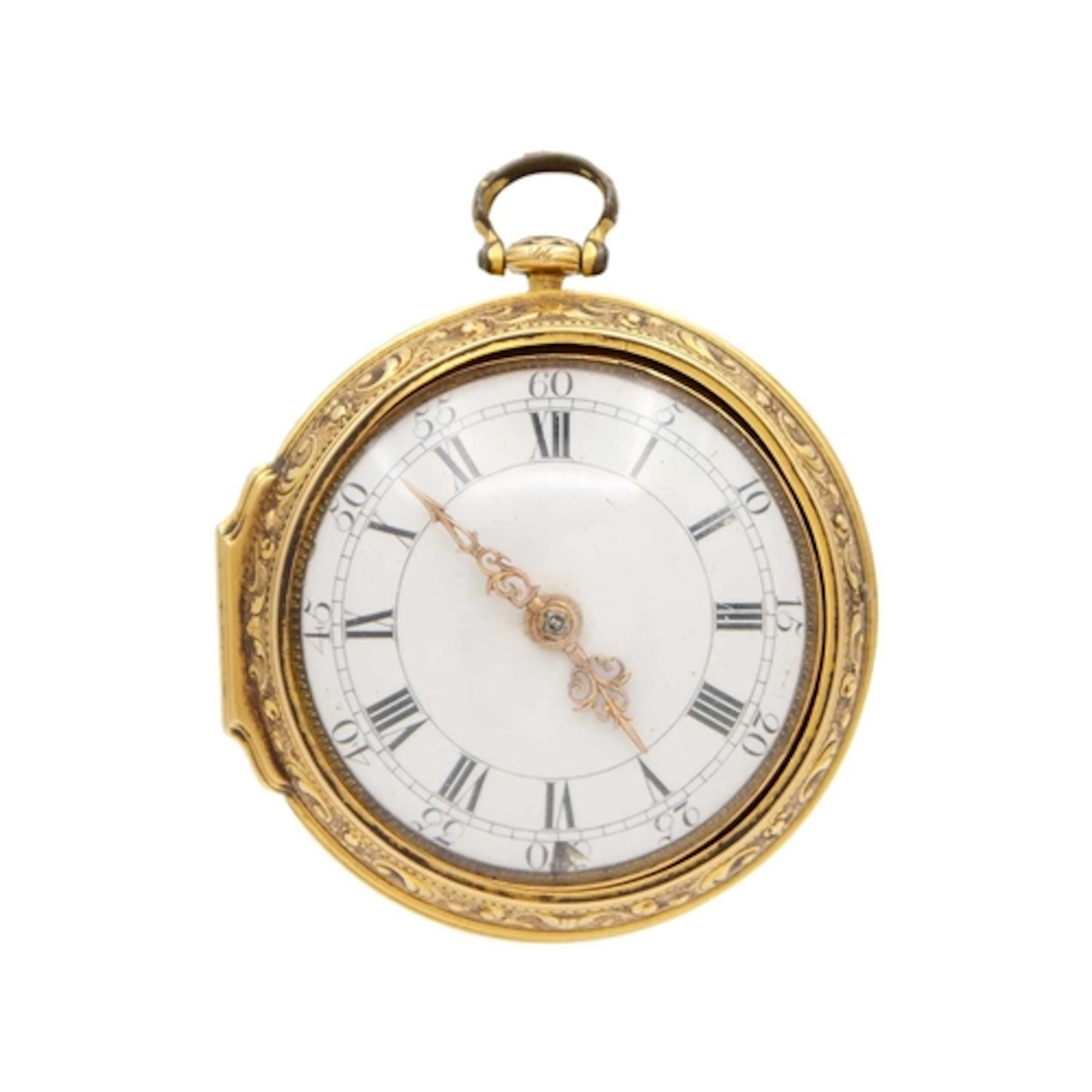 A fine early 18th-century gold repoussé paircase fusee verge...