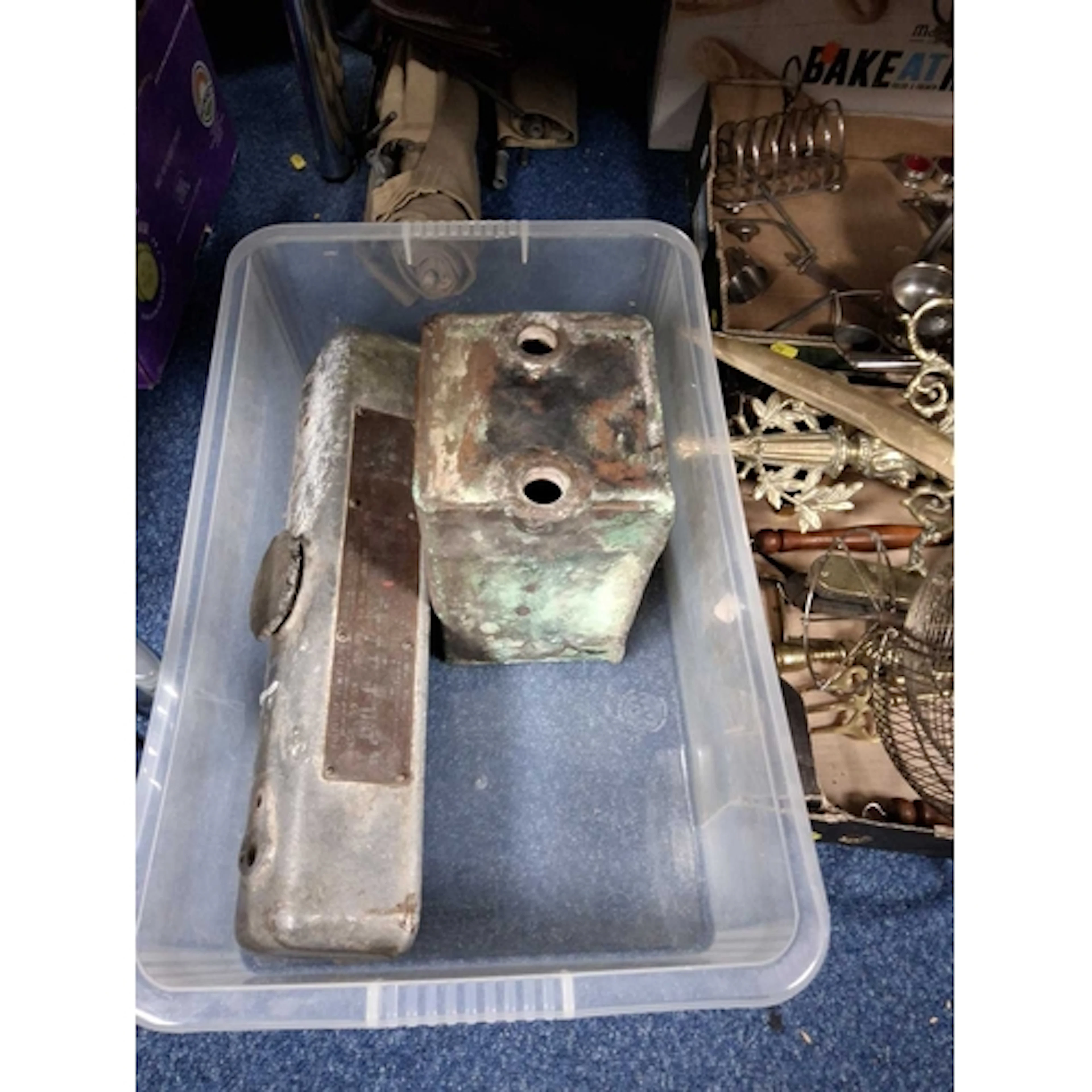 TWO VINTAGE CAR PARTS BELIEVED TO BE FROM A DAIMLER STRAIGHT...