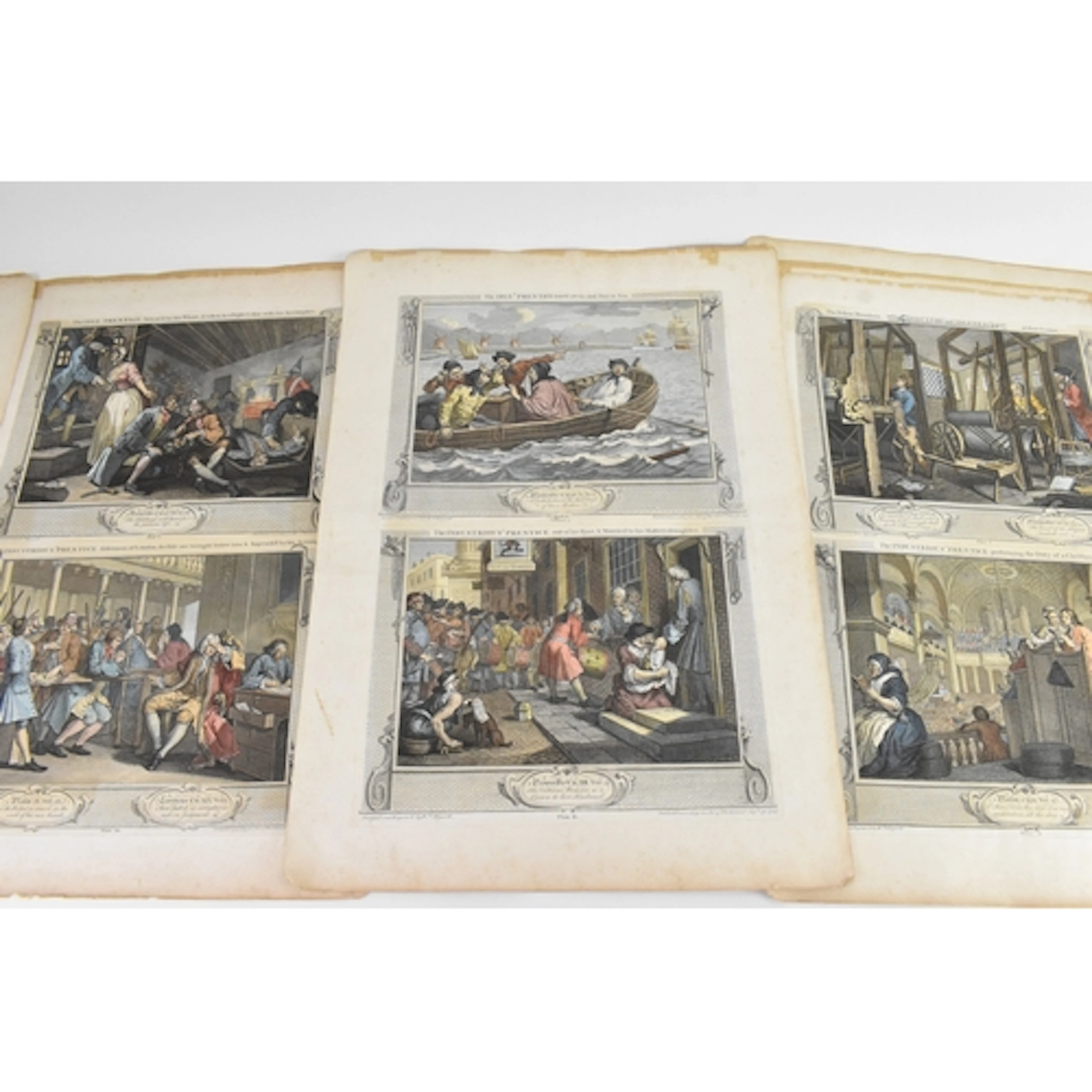 After William Hogarth (1697–1764) Ten hand-coloured engravin...