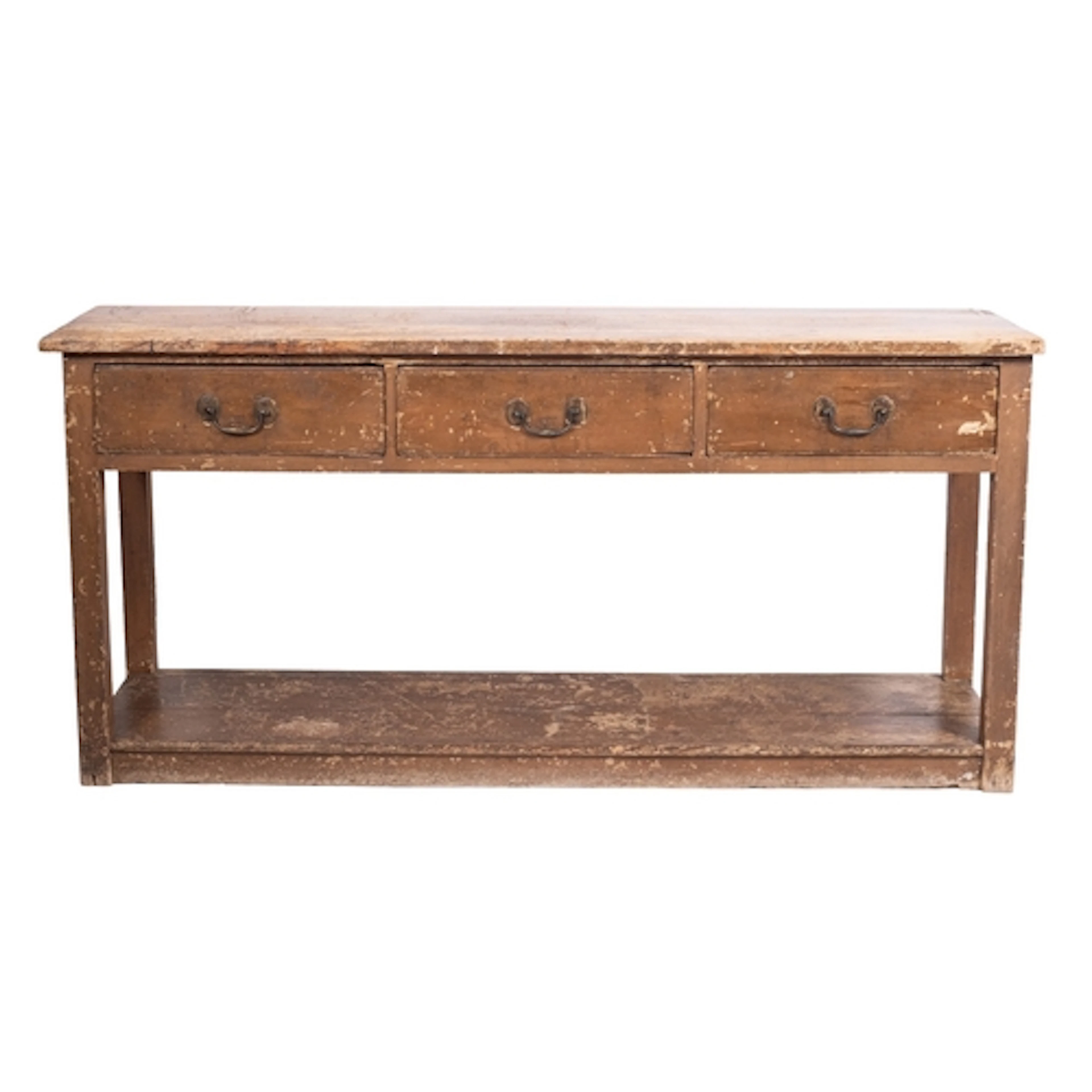 A Victorian stained pine dresser, last quarter 19th century;...