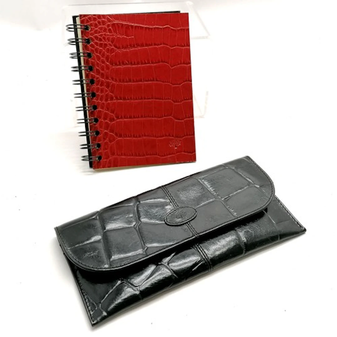 Mulberry vintage black croc purse with popper and zip closur...
