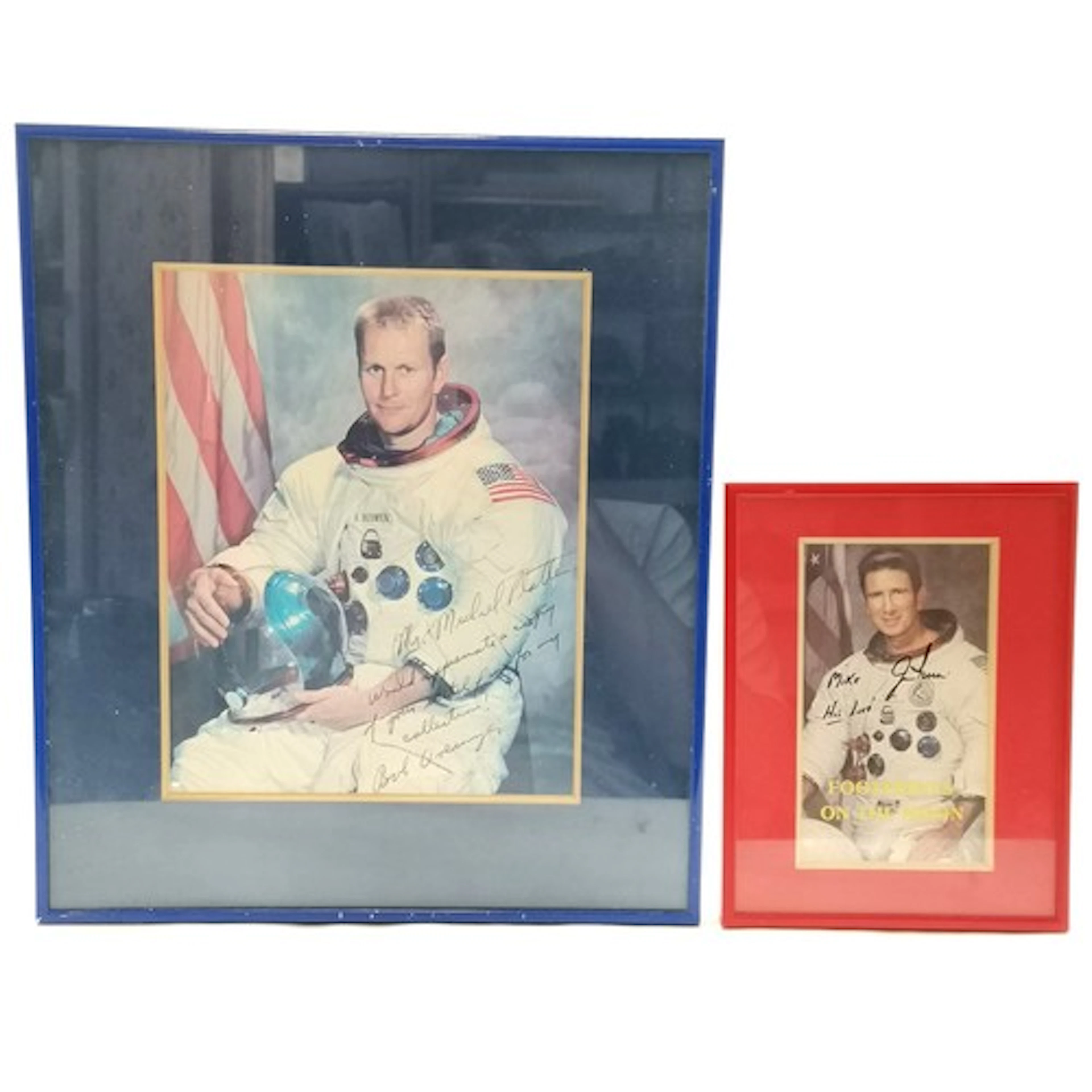 2 x framed hand signed astronaut pictures - James 'Jim' Bens...