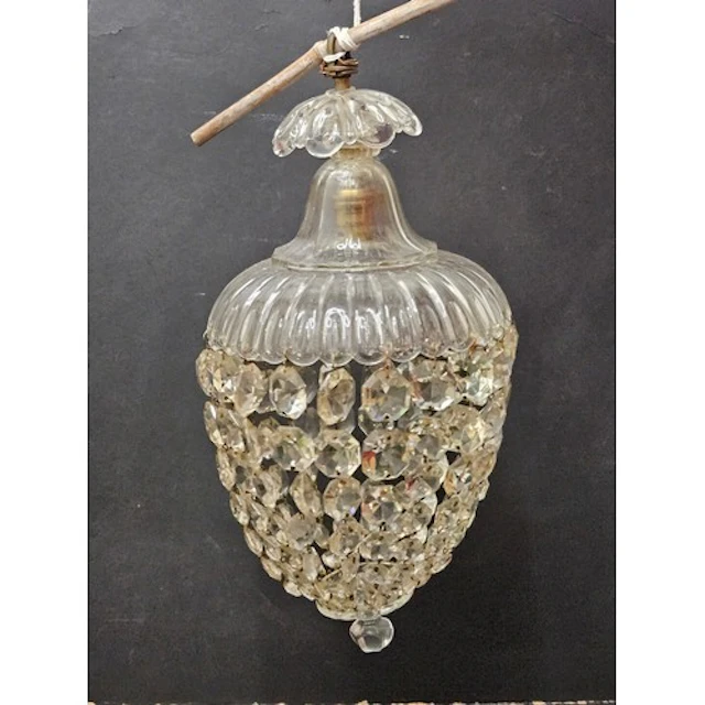 Glass Chandelier with crystal drops