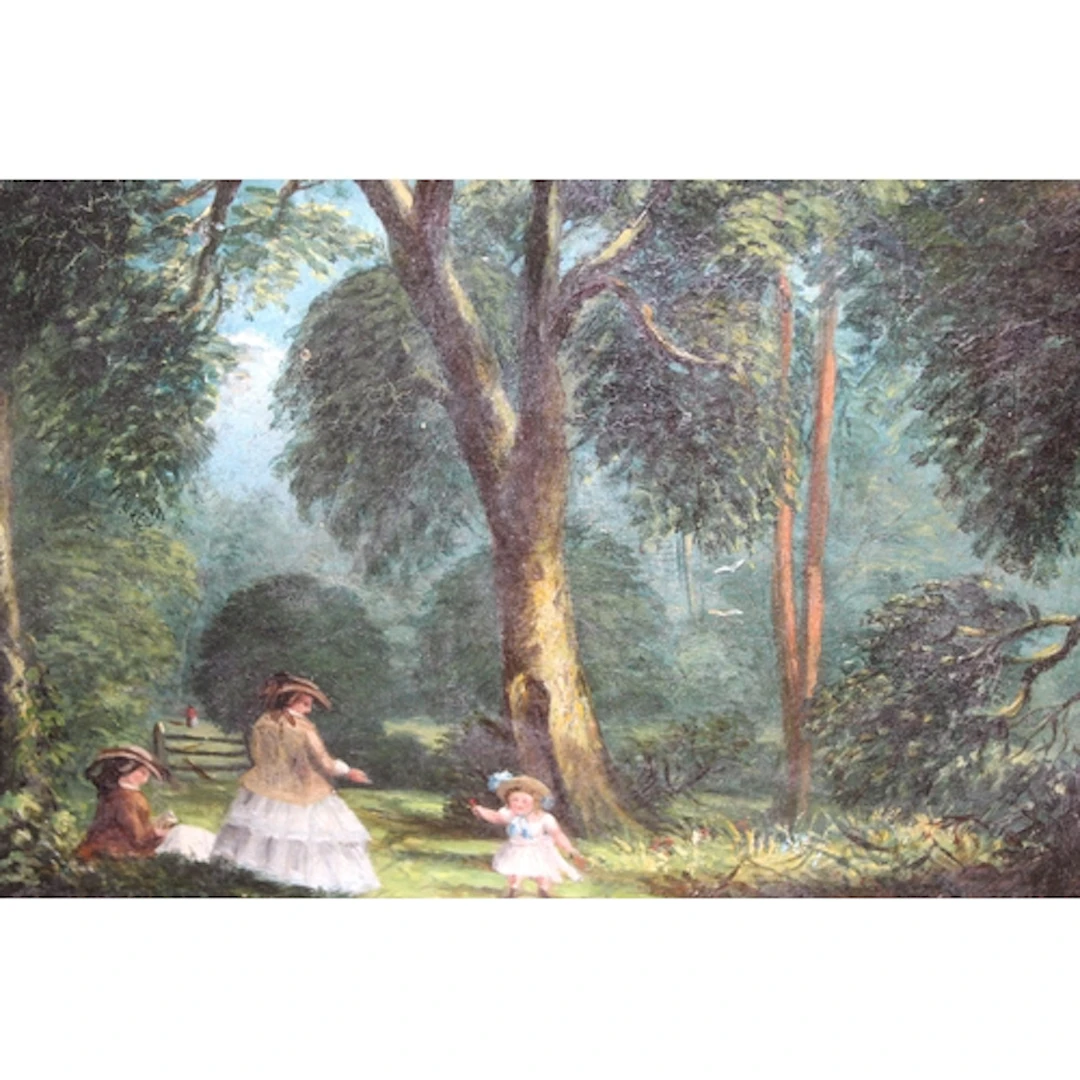 Two 19th Century oils on panel, landscape with figure by rui...
