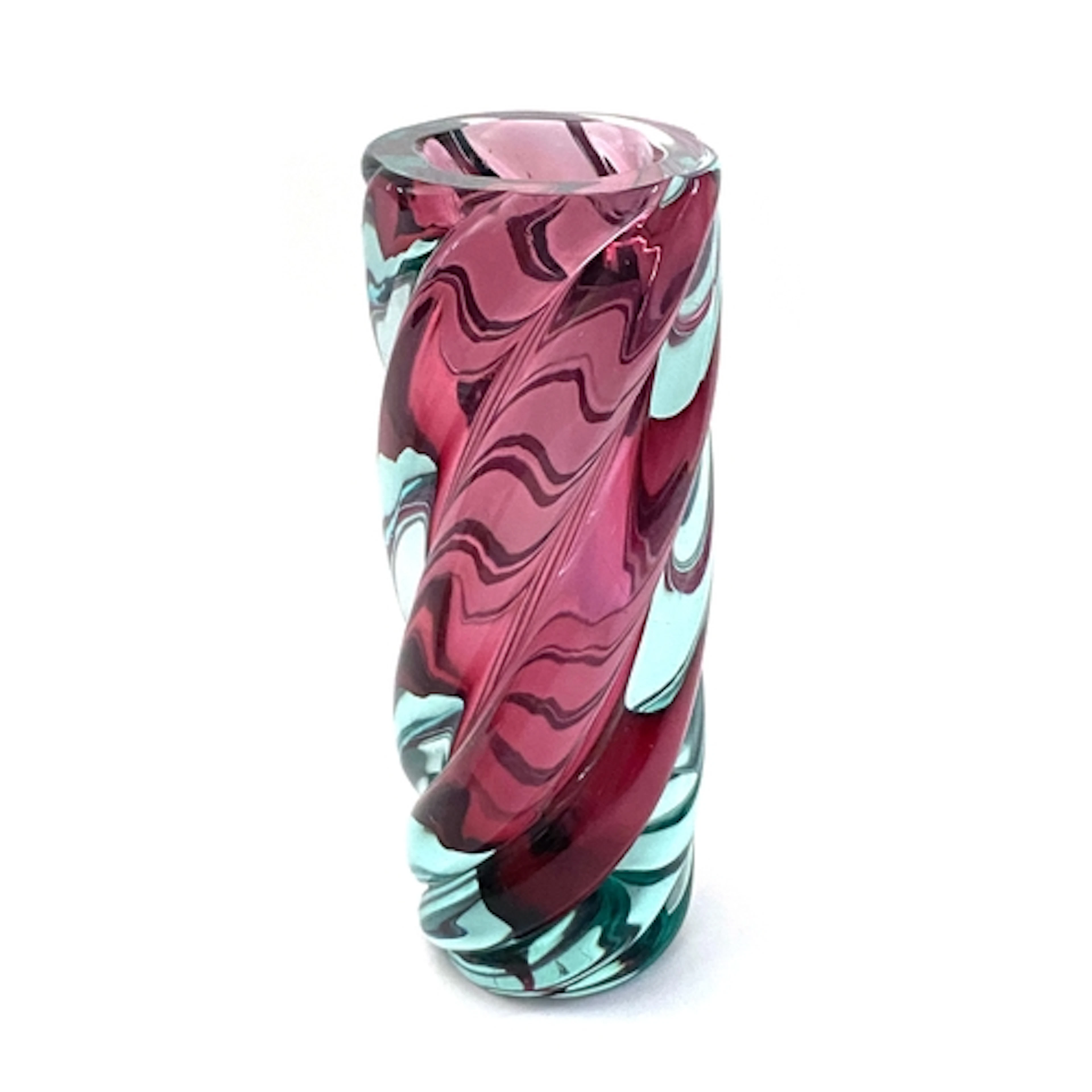 A crimson and aquamarine Murano vase in the manner of Flavio...