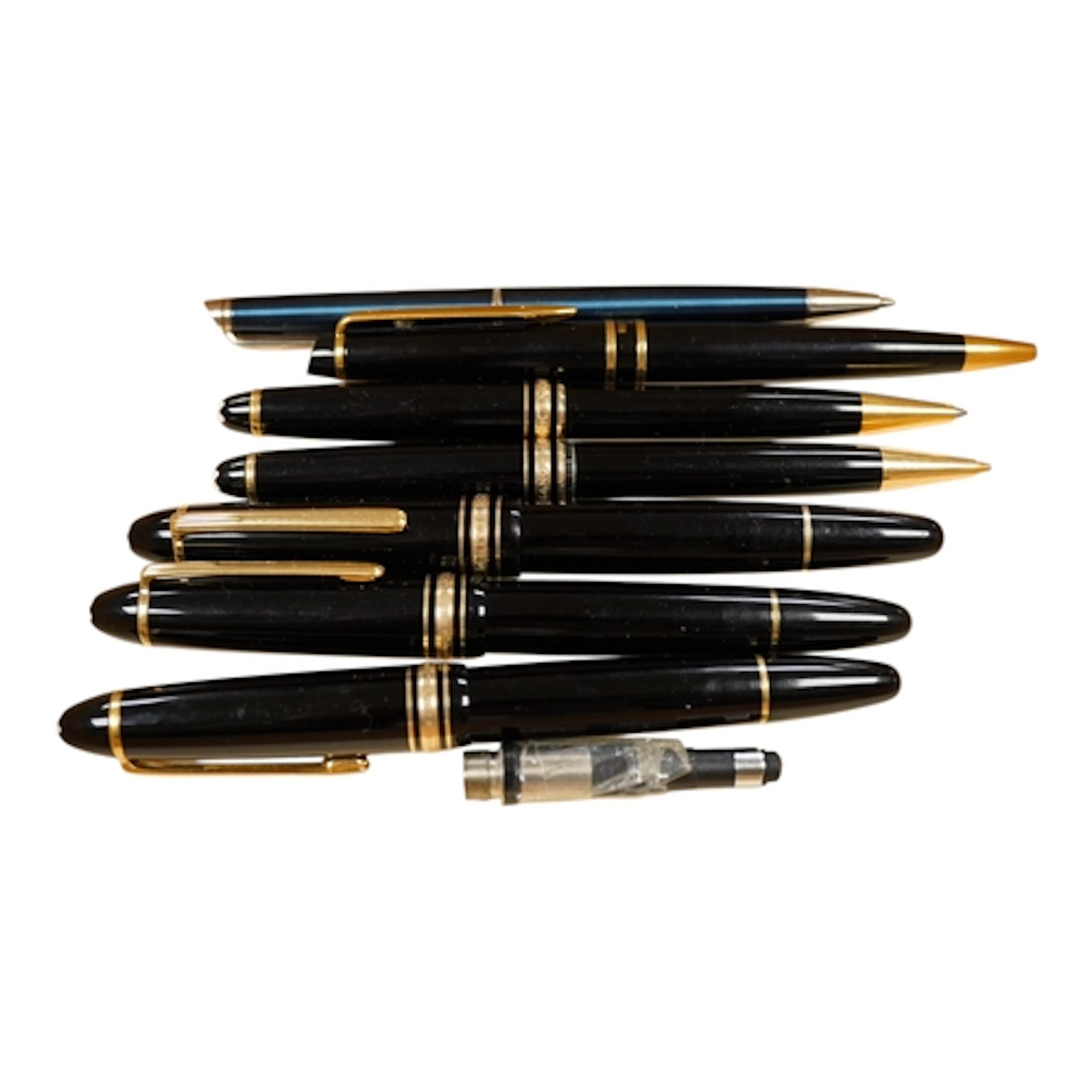 Five Montblanc pens, including two 146 fountain pens, and a ...