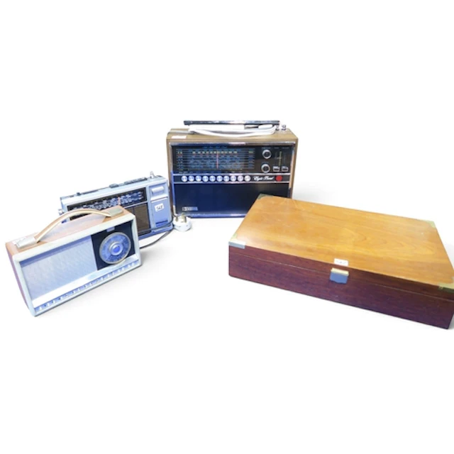 Vintage transistor radios by Grundig, Koyo and Pam; together...