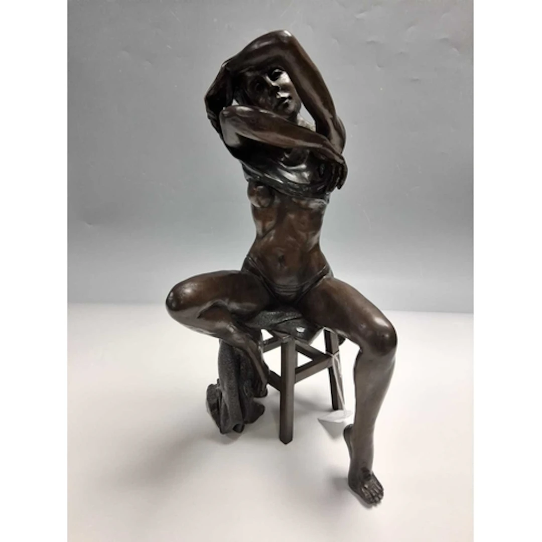 A BENSON LANDES BRONZE FEMALE FIGURE, depicting a female fig...