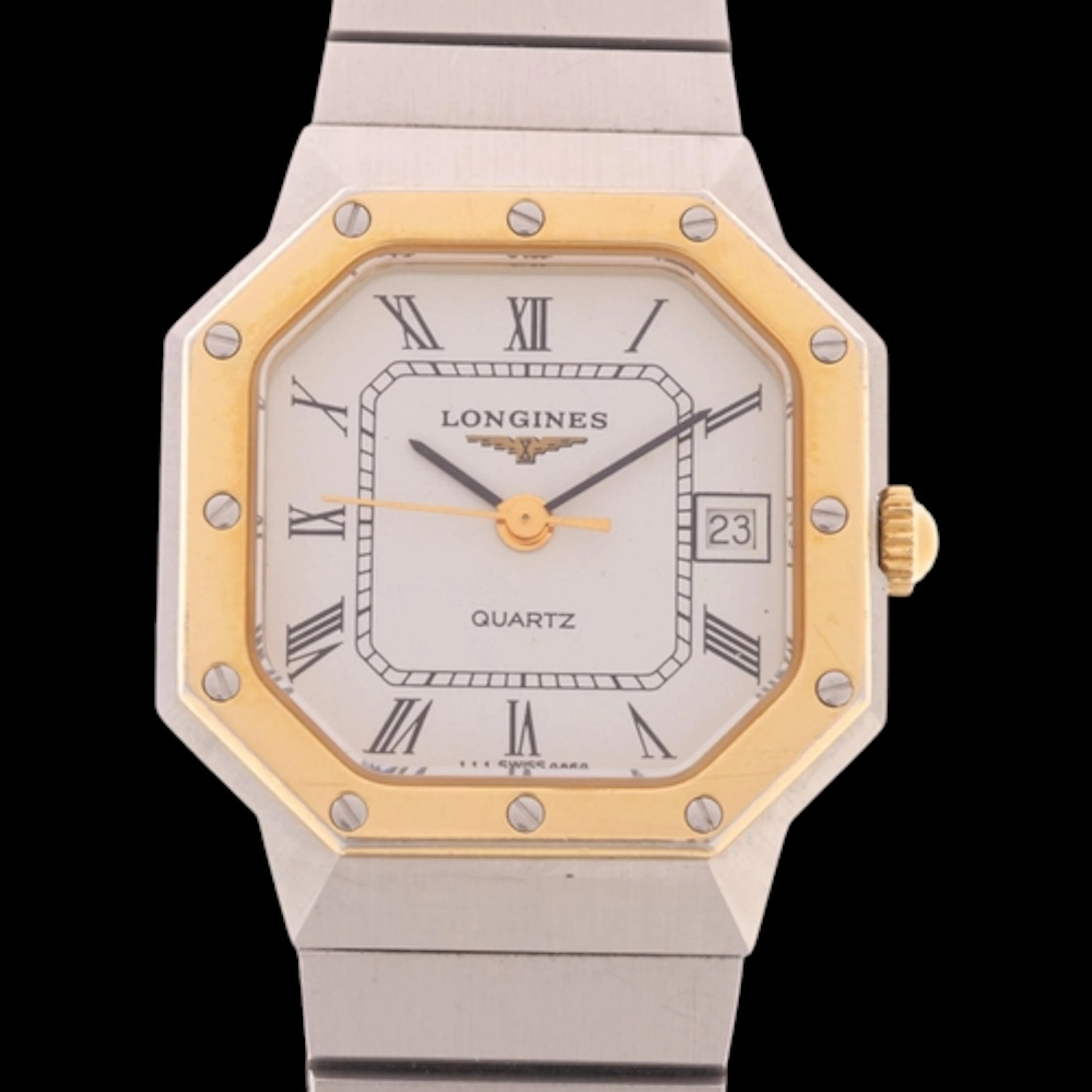 LONGINES - a lady's gold plated stainless steel Octagon quar...