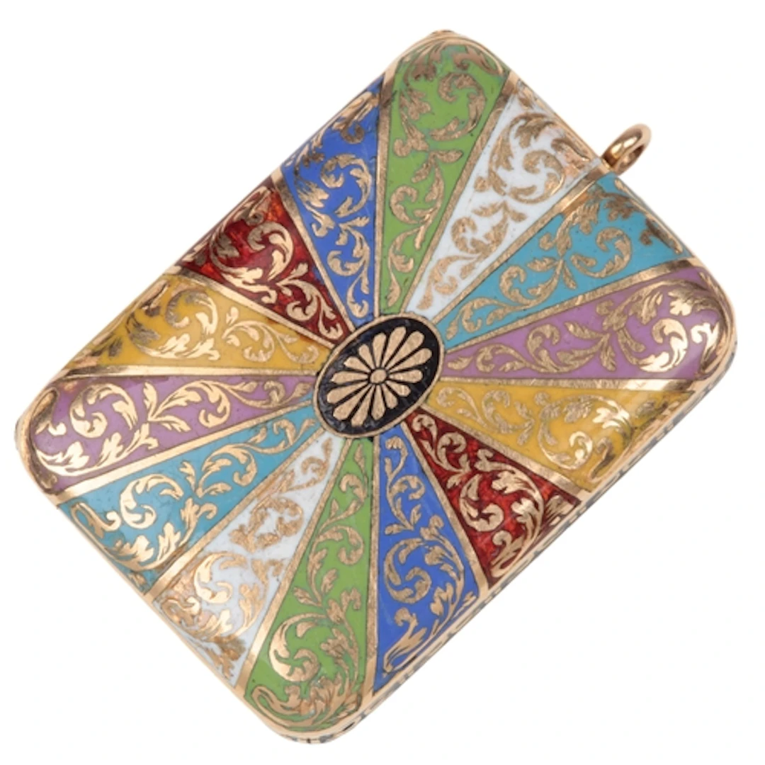 An enamel vinaigrette, France, circa 1819-38, the rectangula...