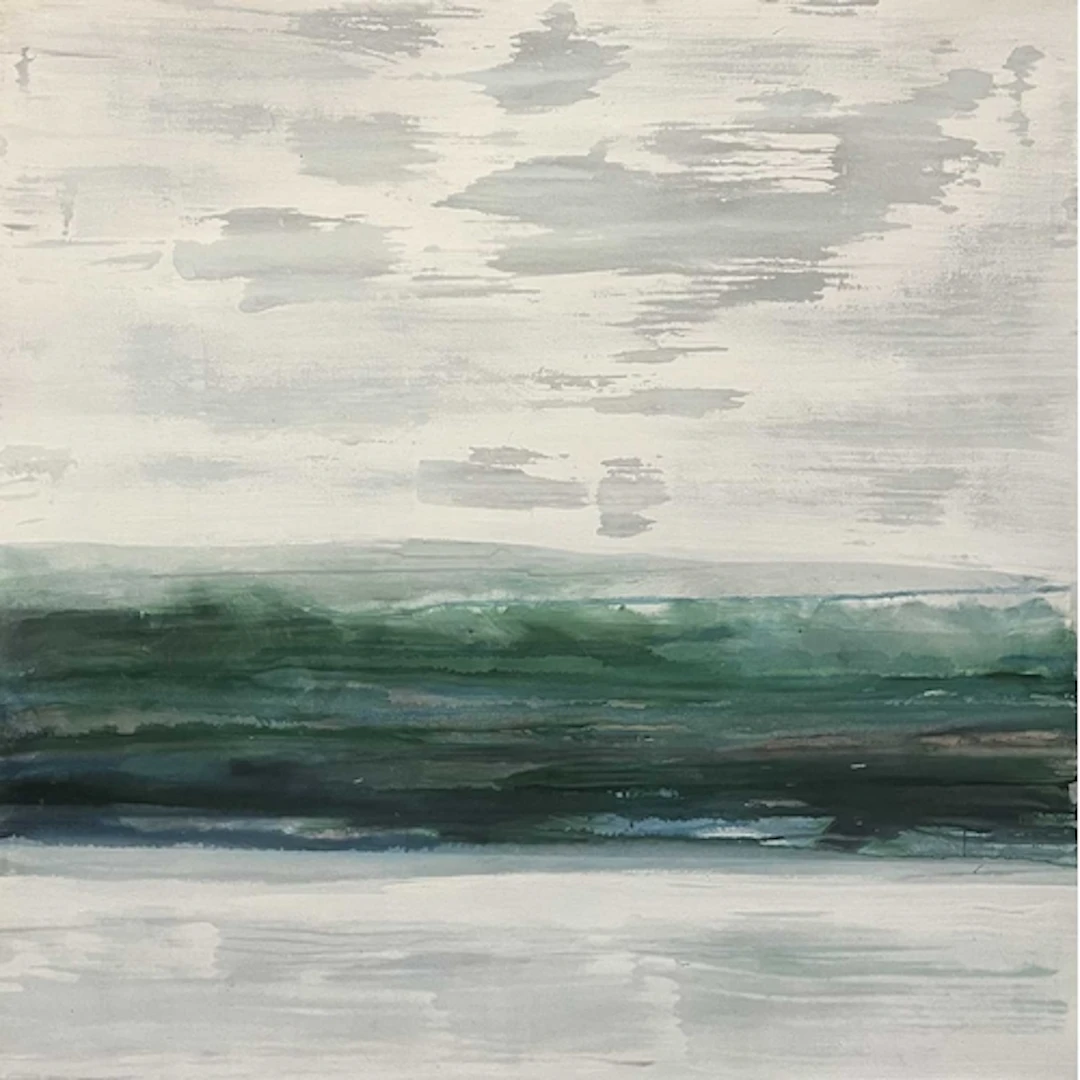 An untitled Contemporary abstract oil on canvas landscape pa...