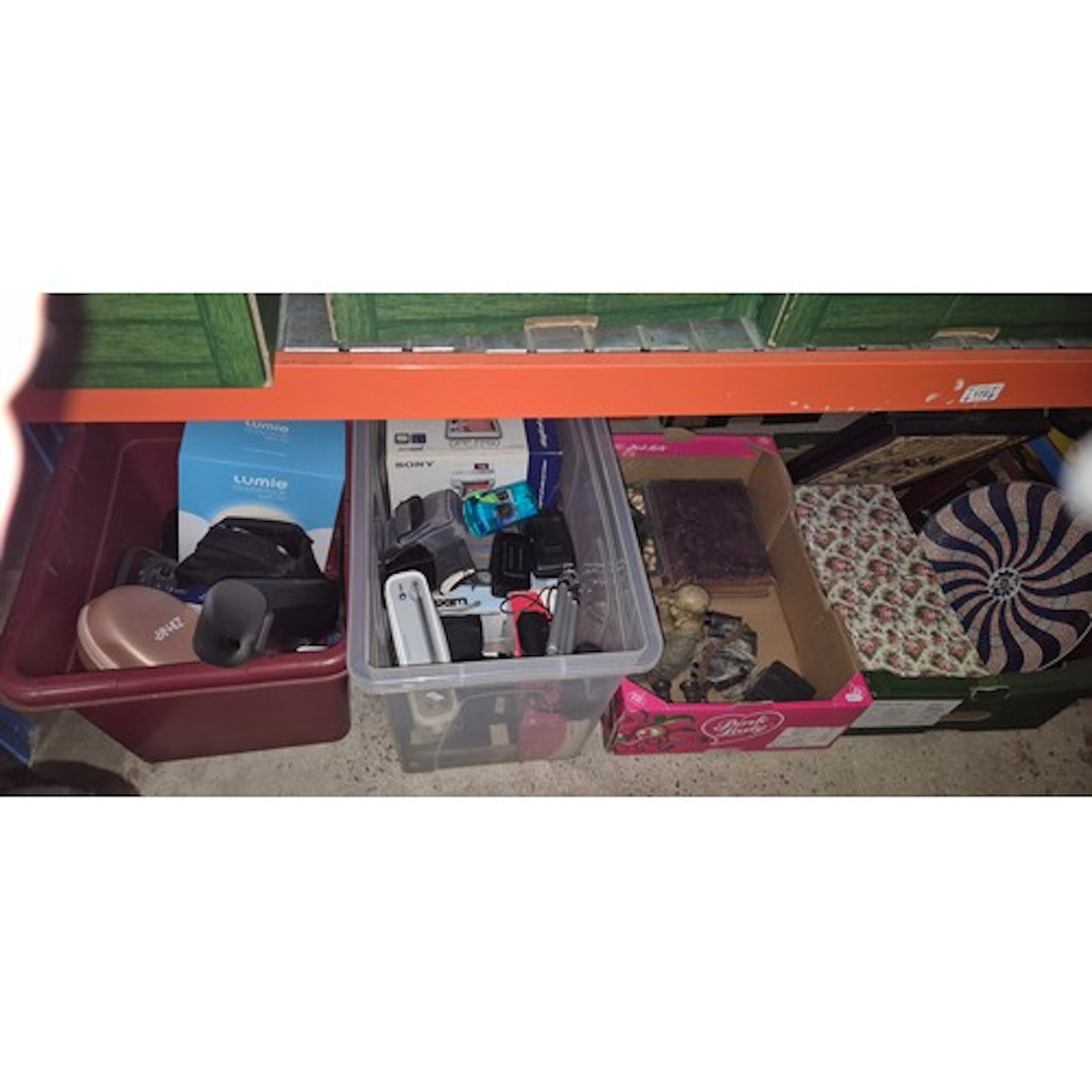 4 boxes of mixed items including cameras, Roberts radio, tri...