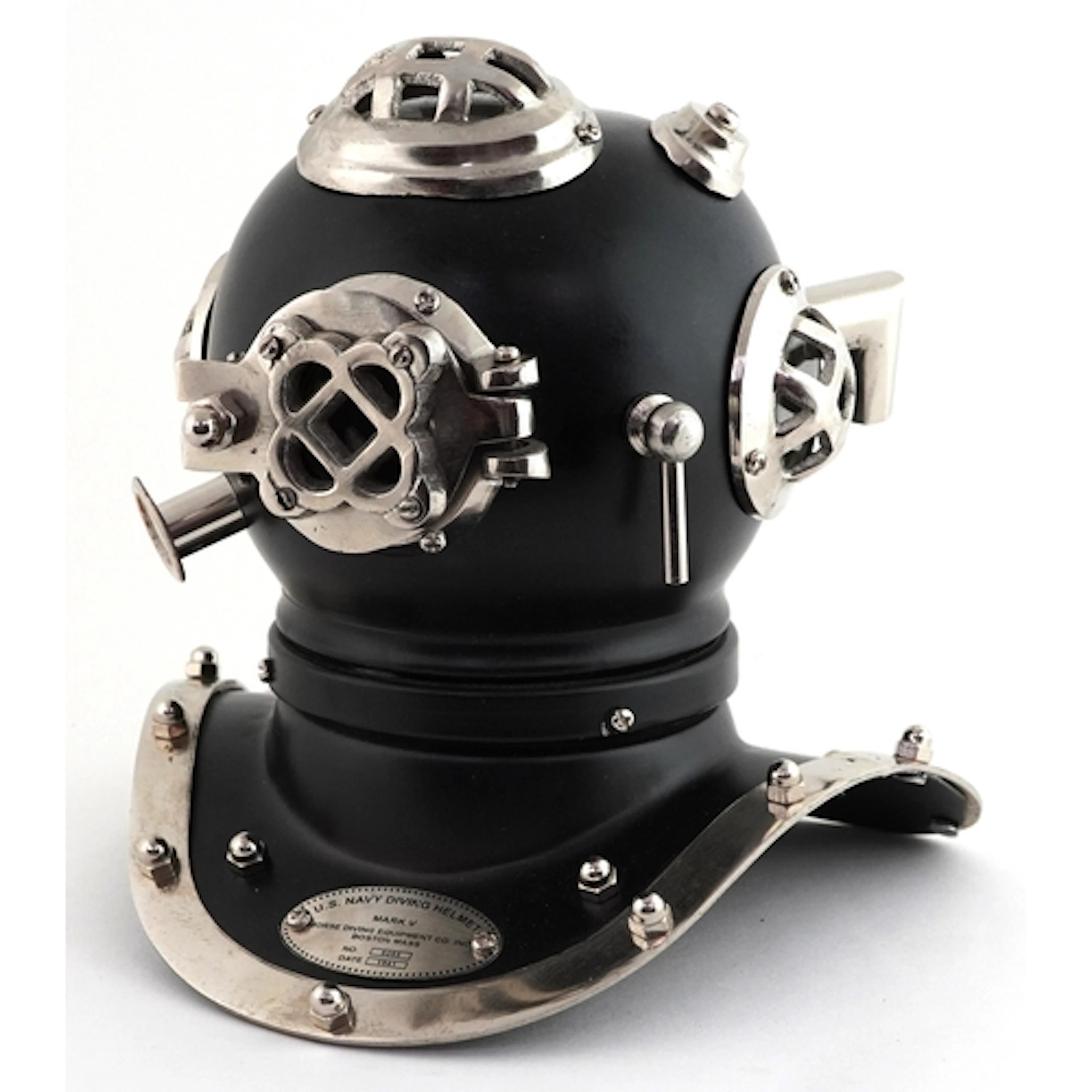 Miniature model of a US Navy style diving helmet, 19cm high.