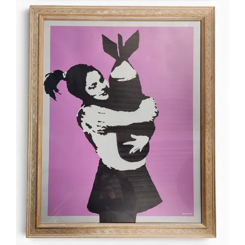 A good coloured print after Banksy "Bomb hugger". 86 x 69 cm...