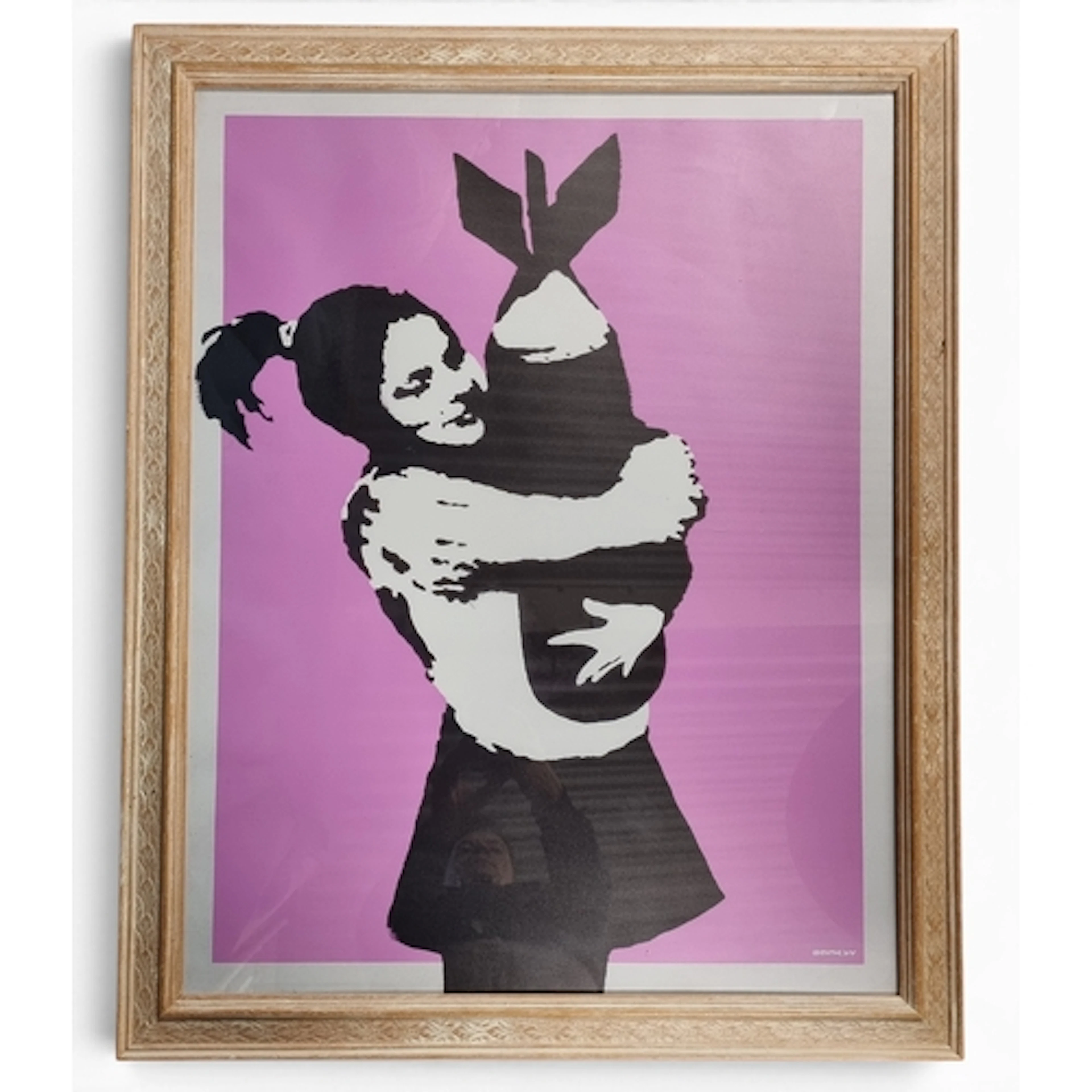 A good coloured print after Banksy "Bomb hugger". 86 x 69 cm...