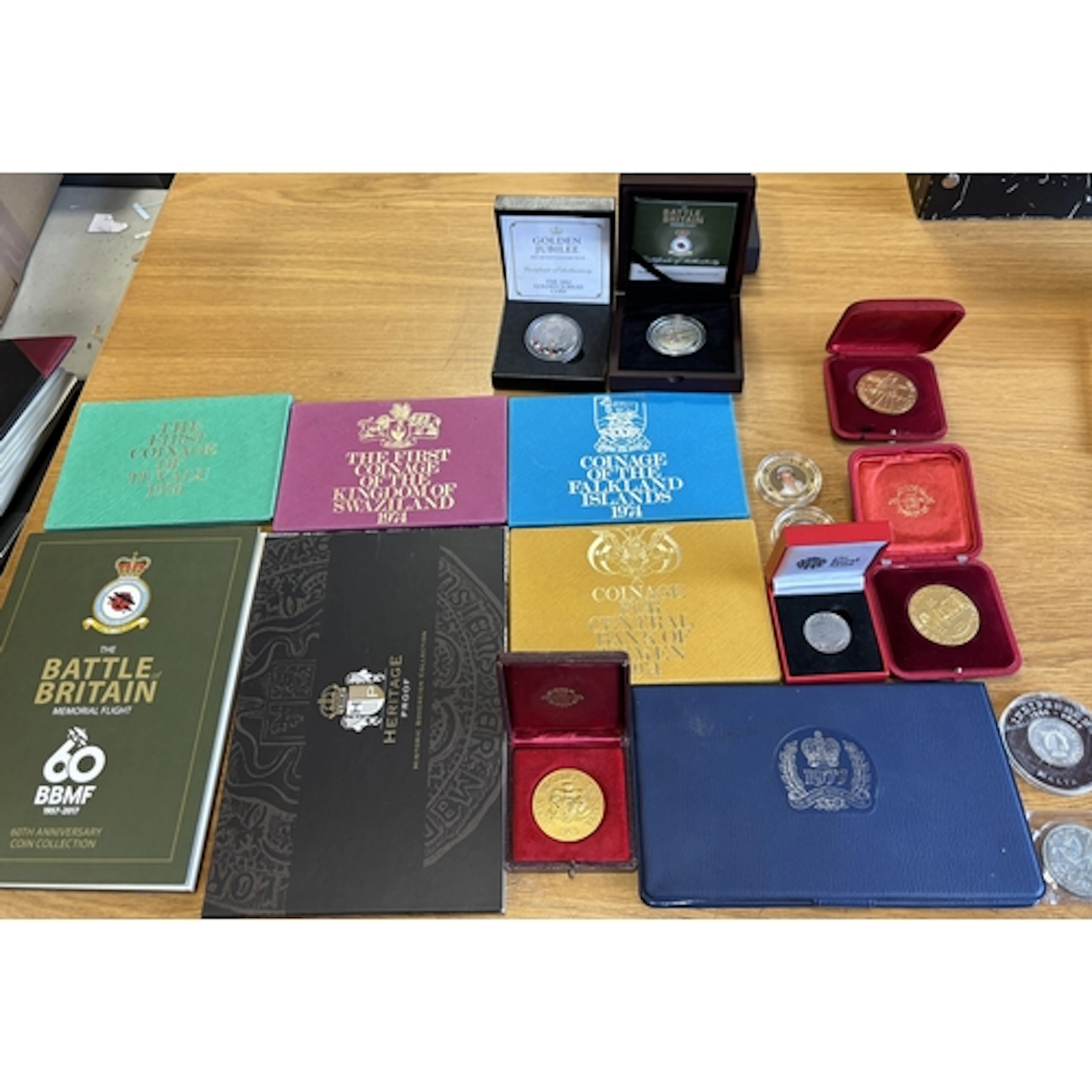 Collection of mostly boxed commemoratives, including silver ...