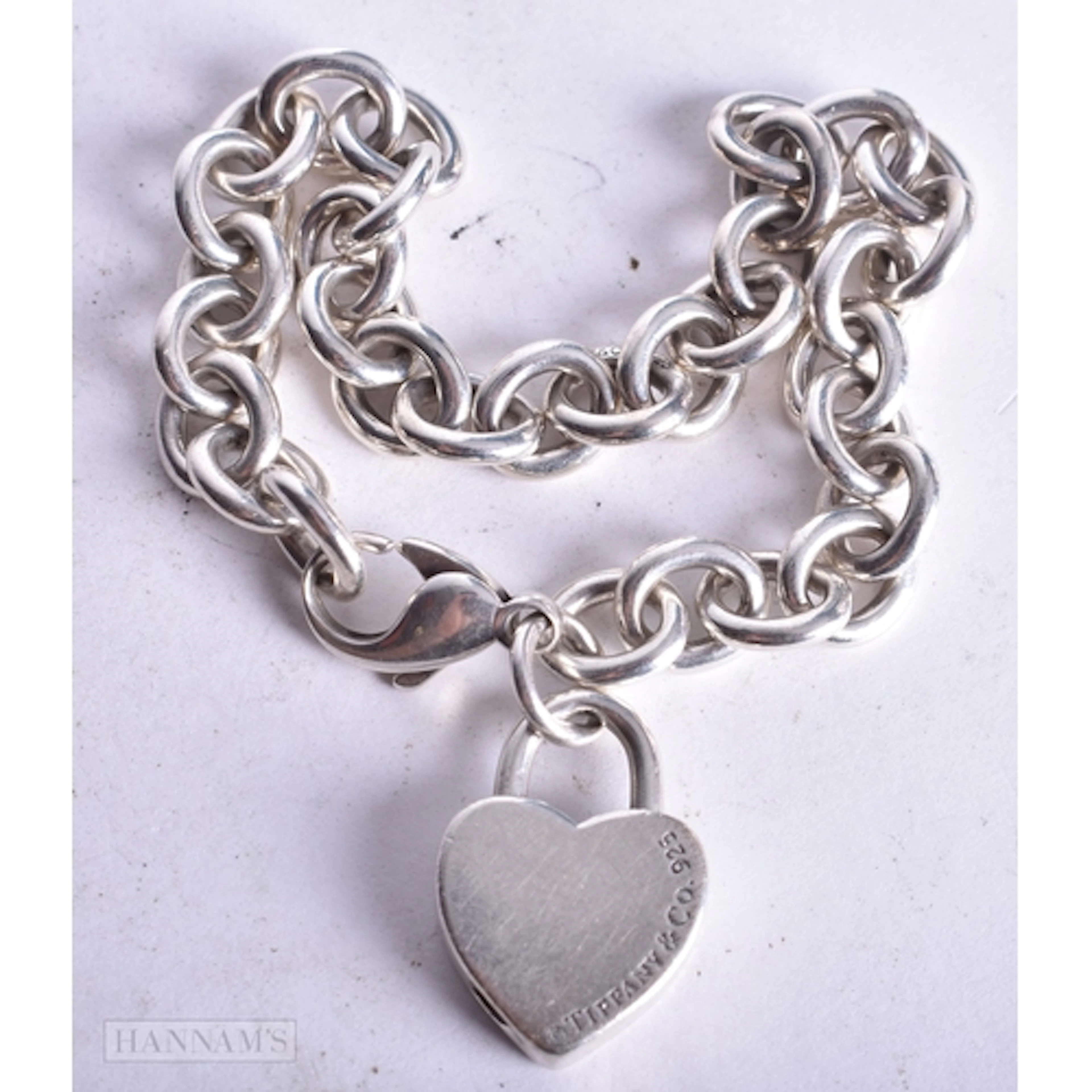 Tiffany & Co Sterling Silver Belcher Link Bracelet w/ Heart ...