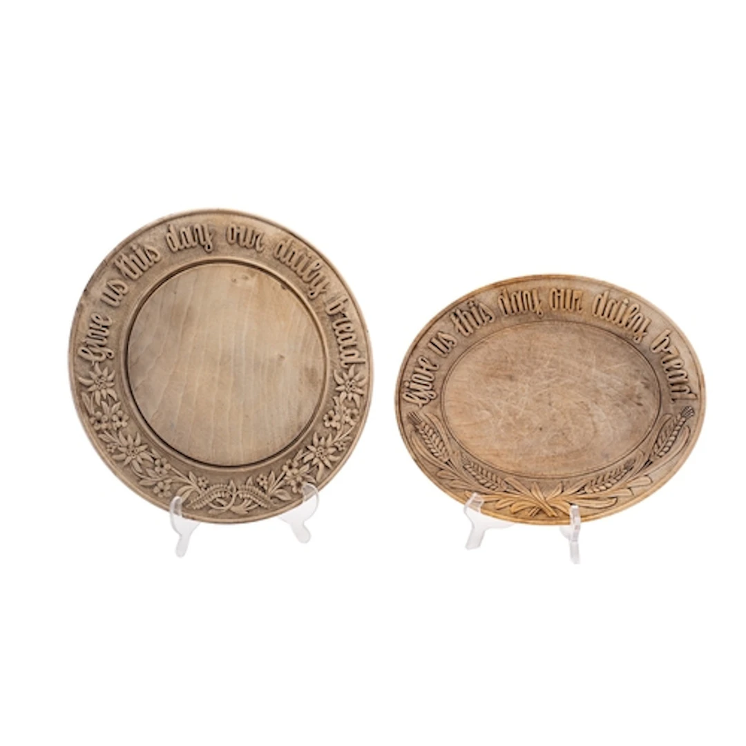 Two Victorian turned and carved sycamore breadboards, late 1...