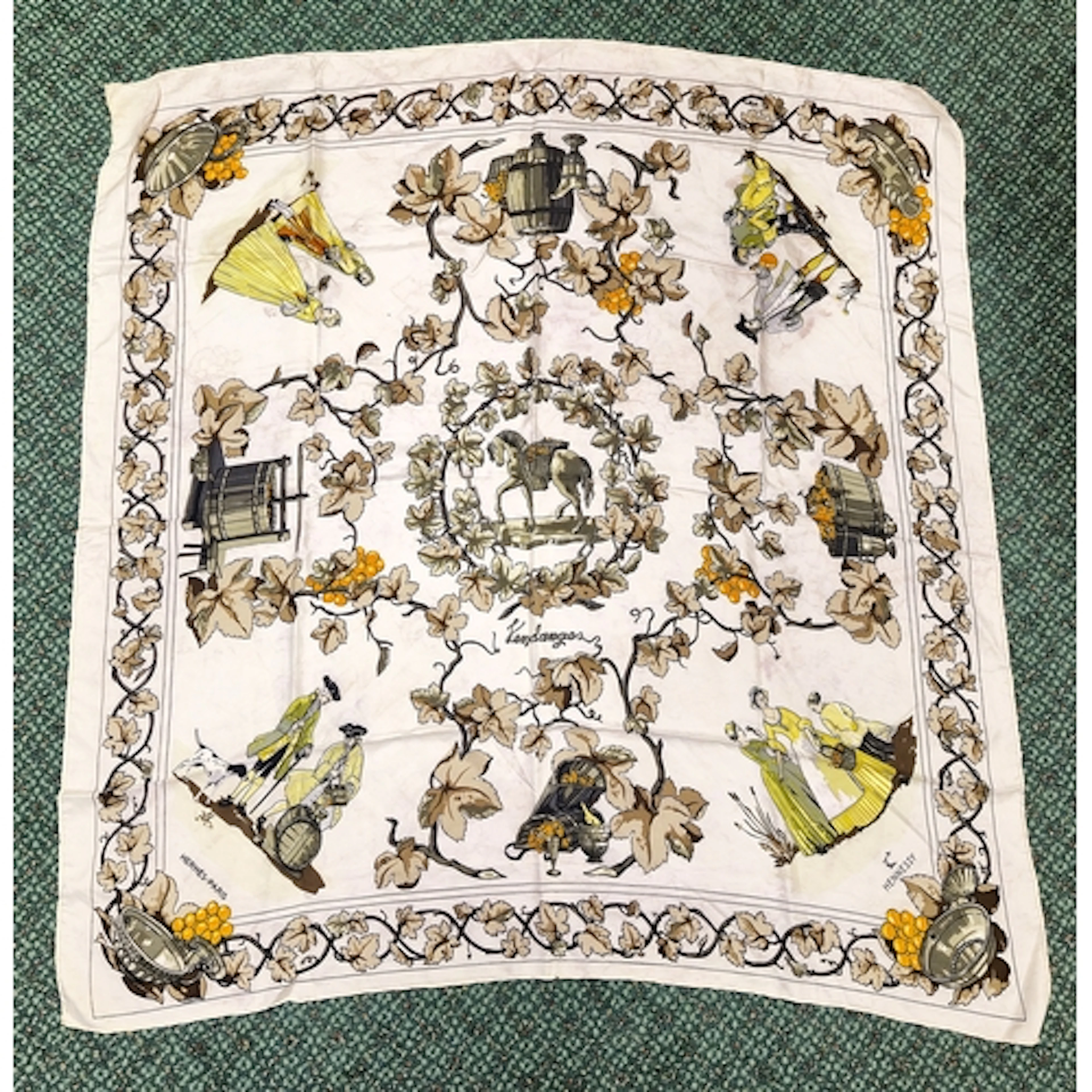 Hermes of Paris Limited Edition 'Vendanges II' silk scarf, D...