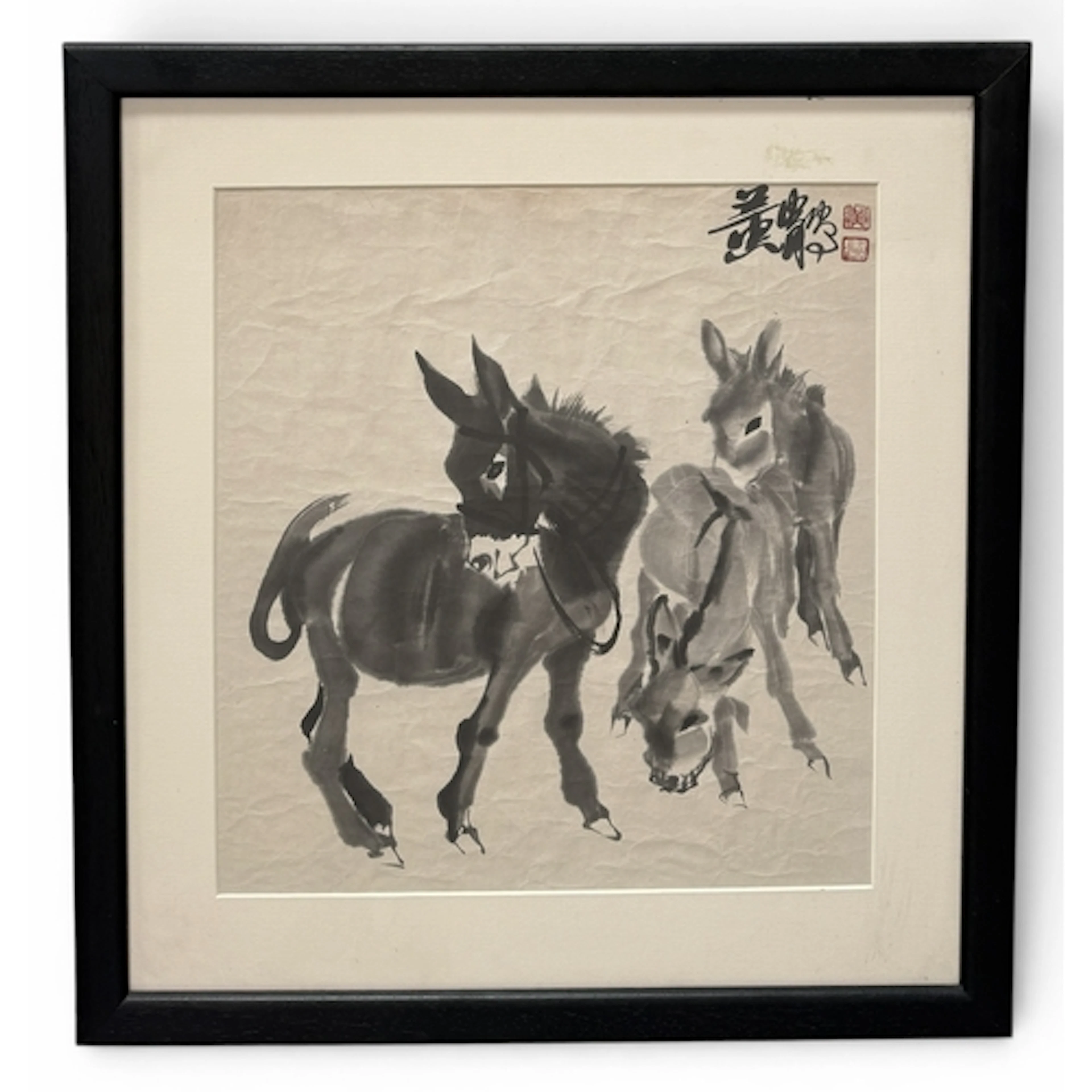 ATTRIBUTED TO HUANG ZHOU (CHINESE, 1925-1997): DONKEYS Signe...