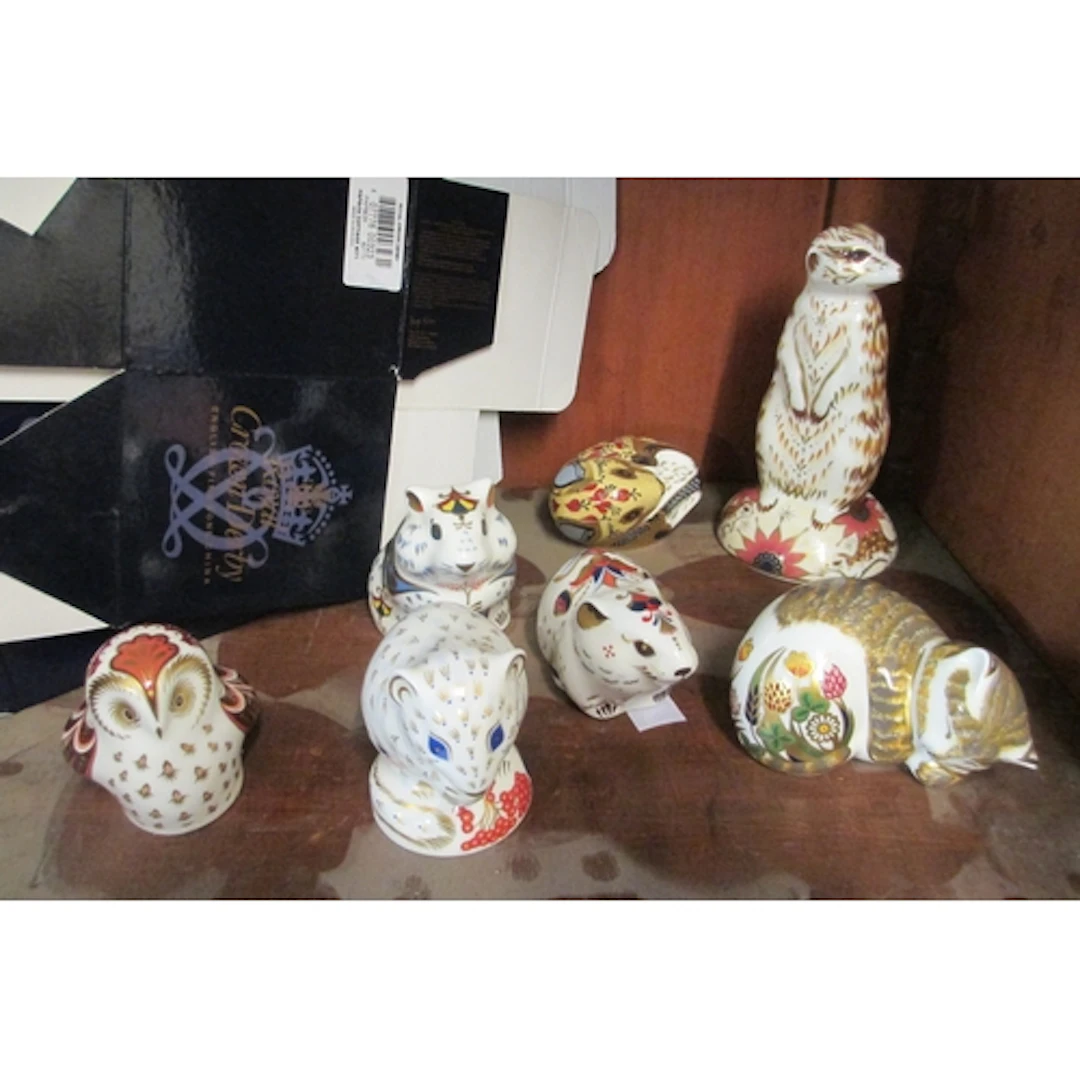 Group of seven Royal Crown Derby paperweights, ' Cottage Gar...