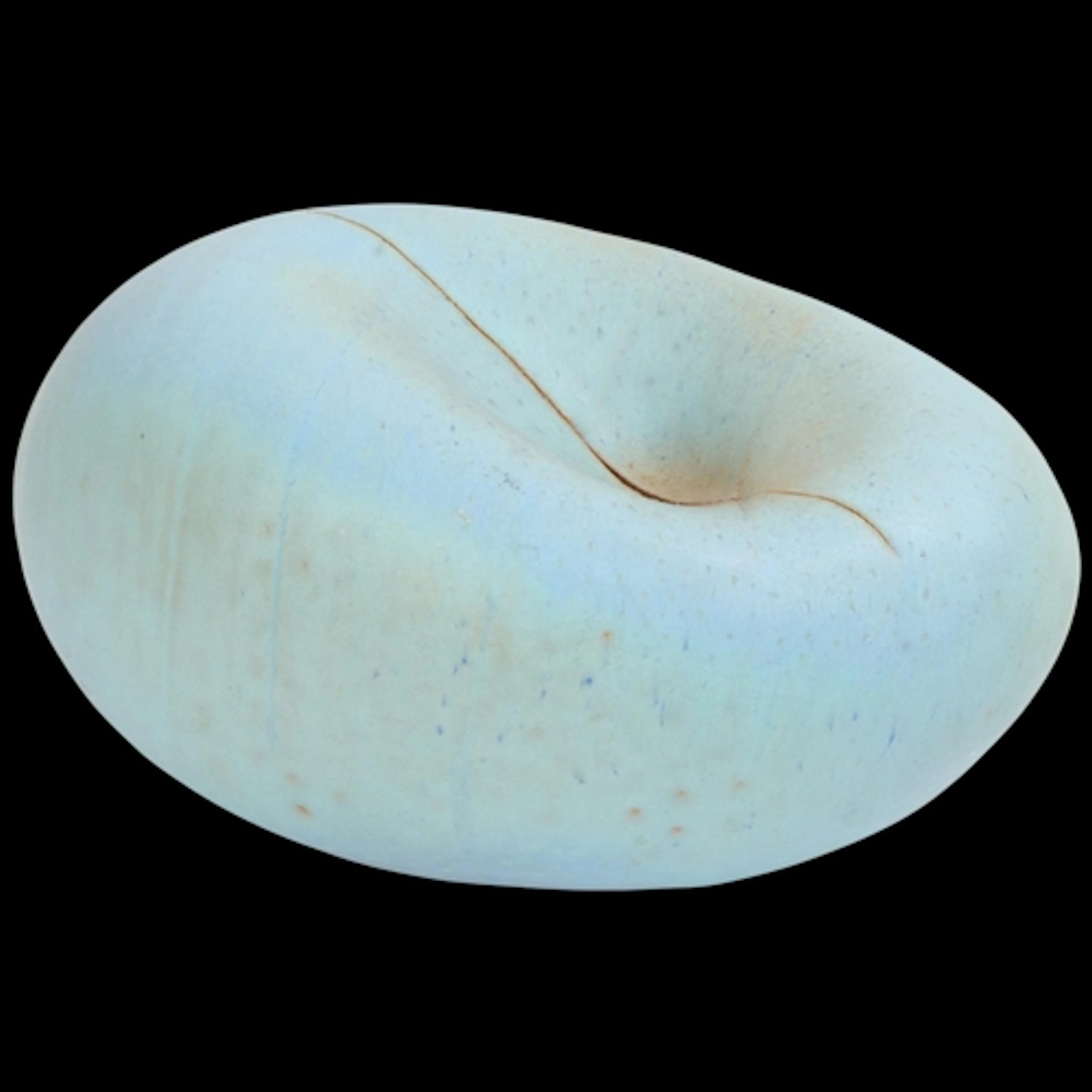 A studio pottery stoneware sculpture in pebble form, with bl...