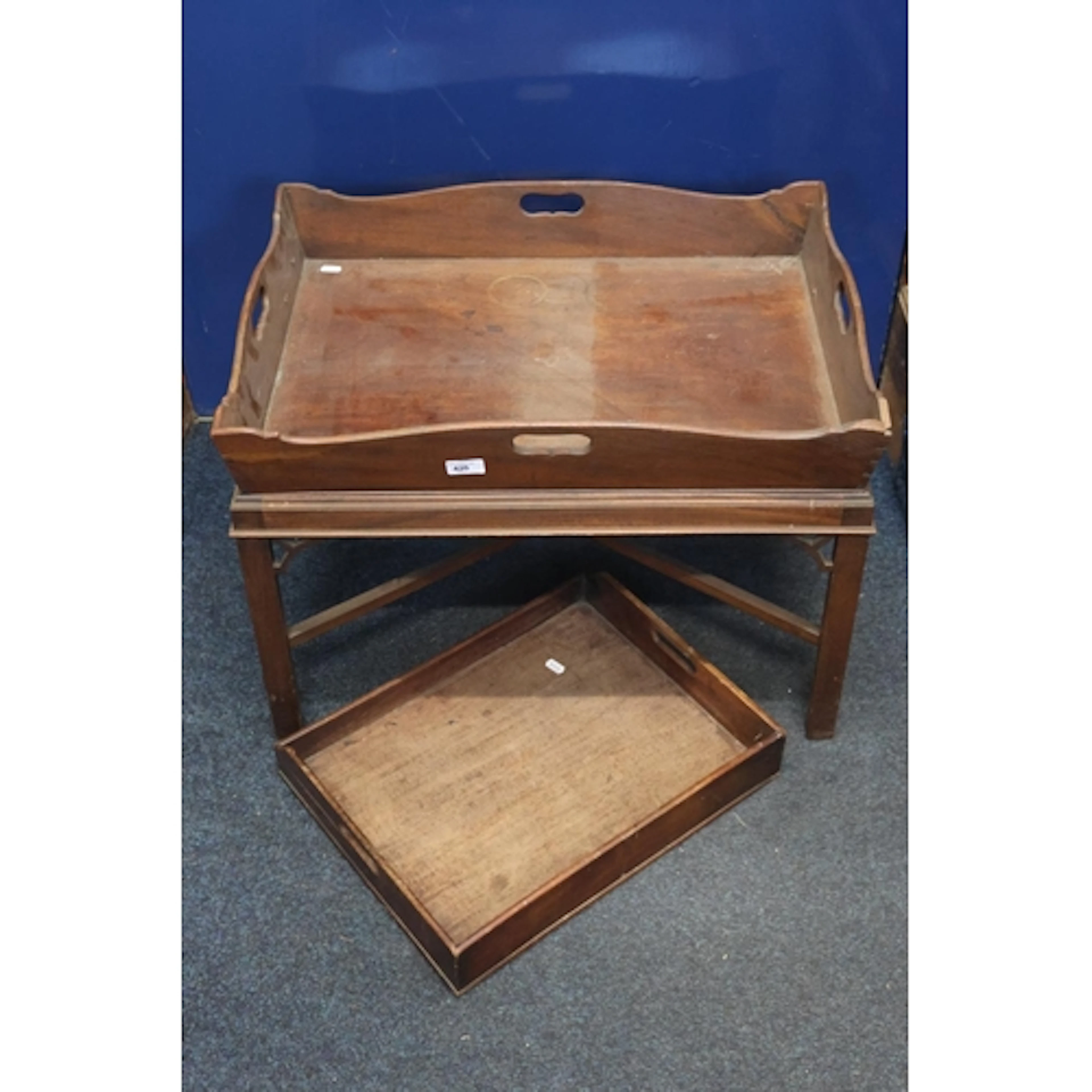 Reproduction butlers style table and another tray.