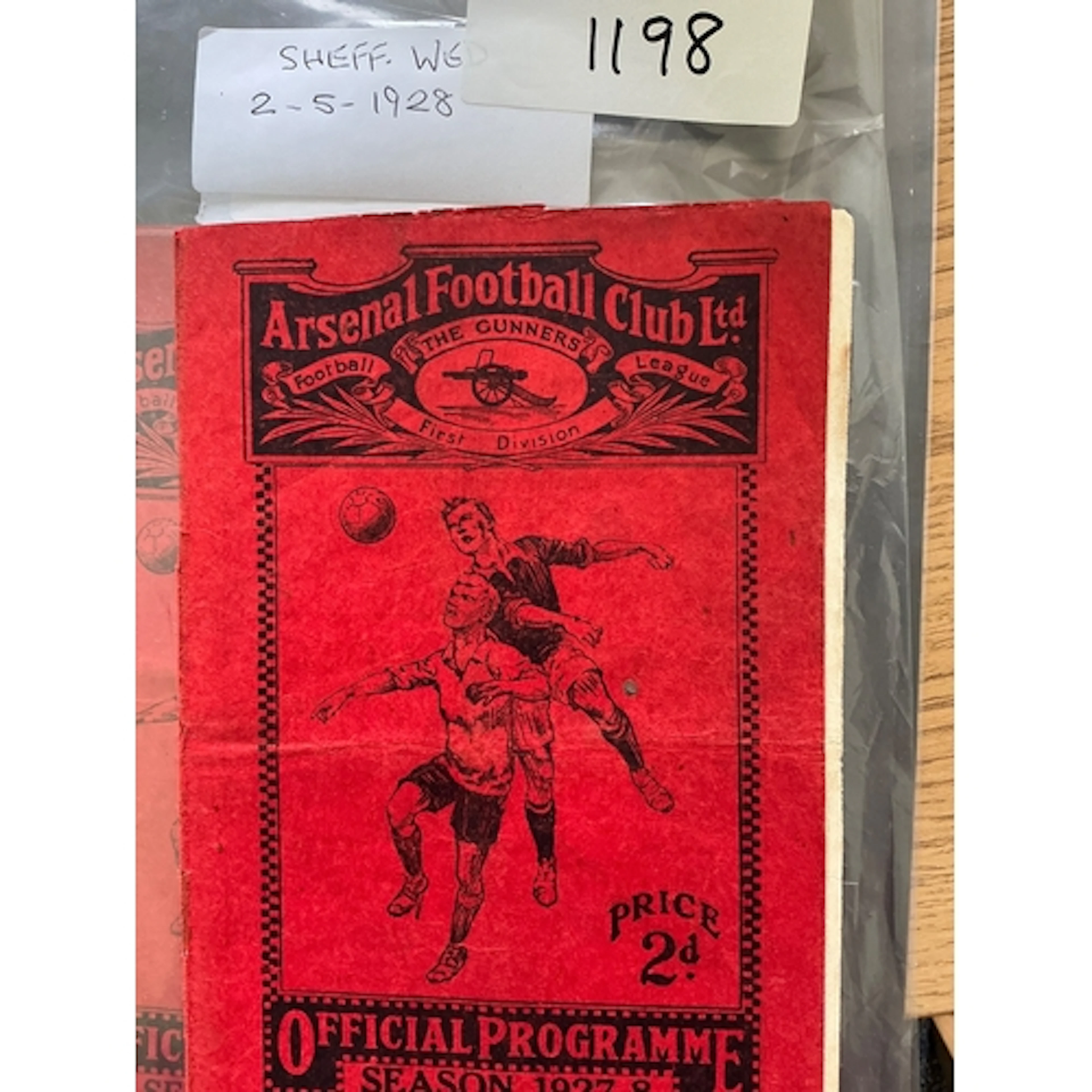 1927 - 1928 Arsenal v Sheffield Wednesday Football Programme...