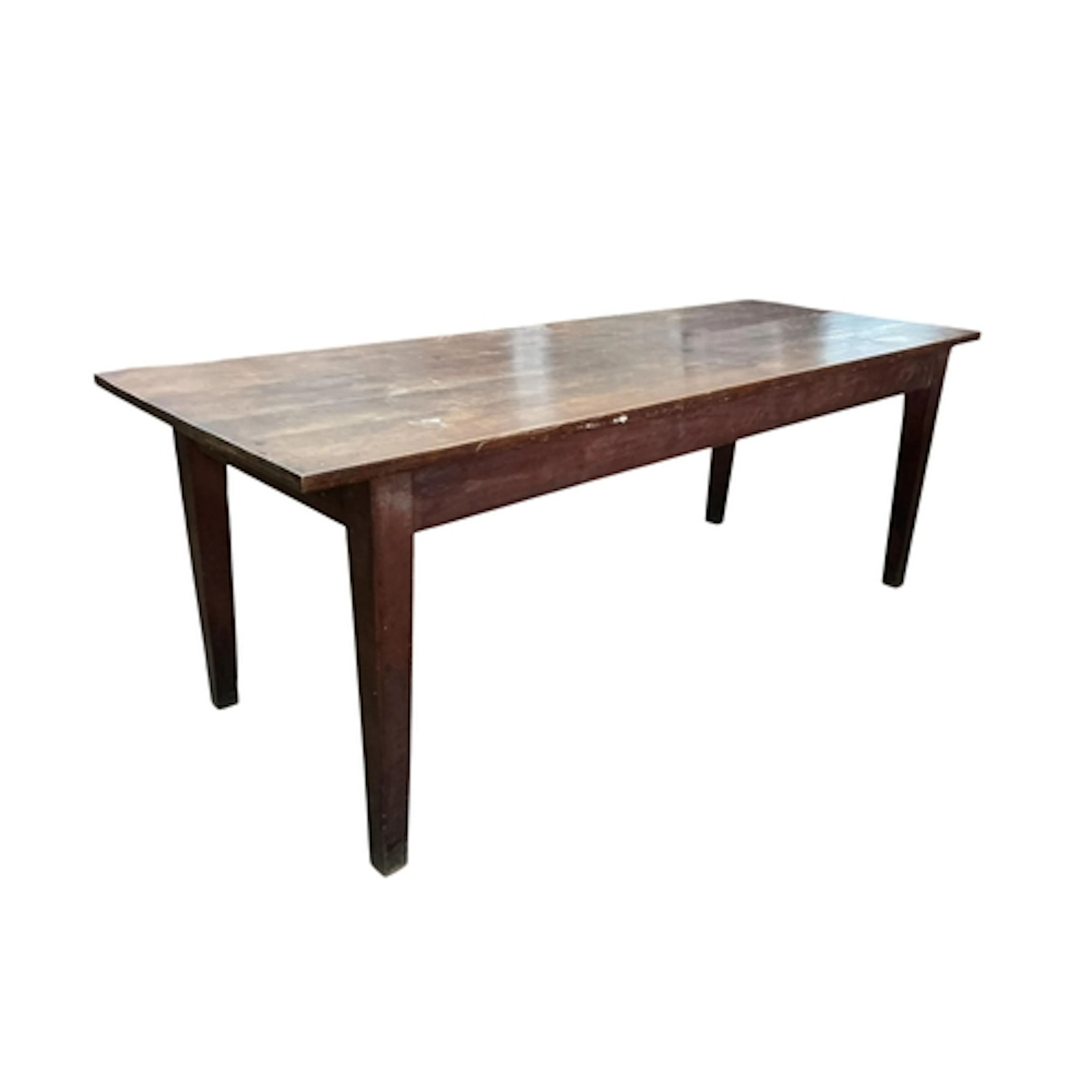 A 19th century French cherry farmhouse table, length 203cm, ...