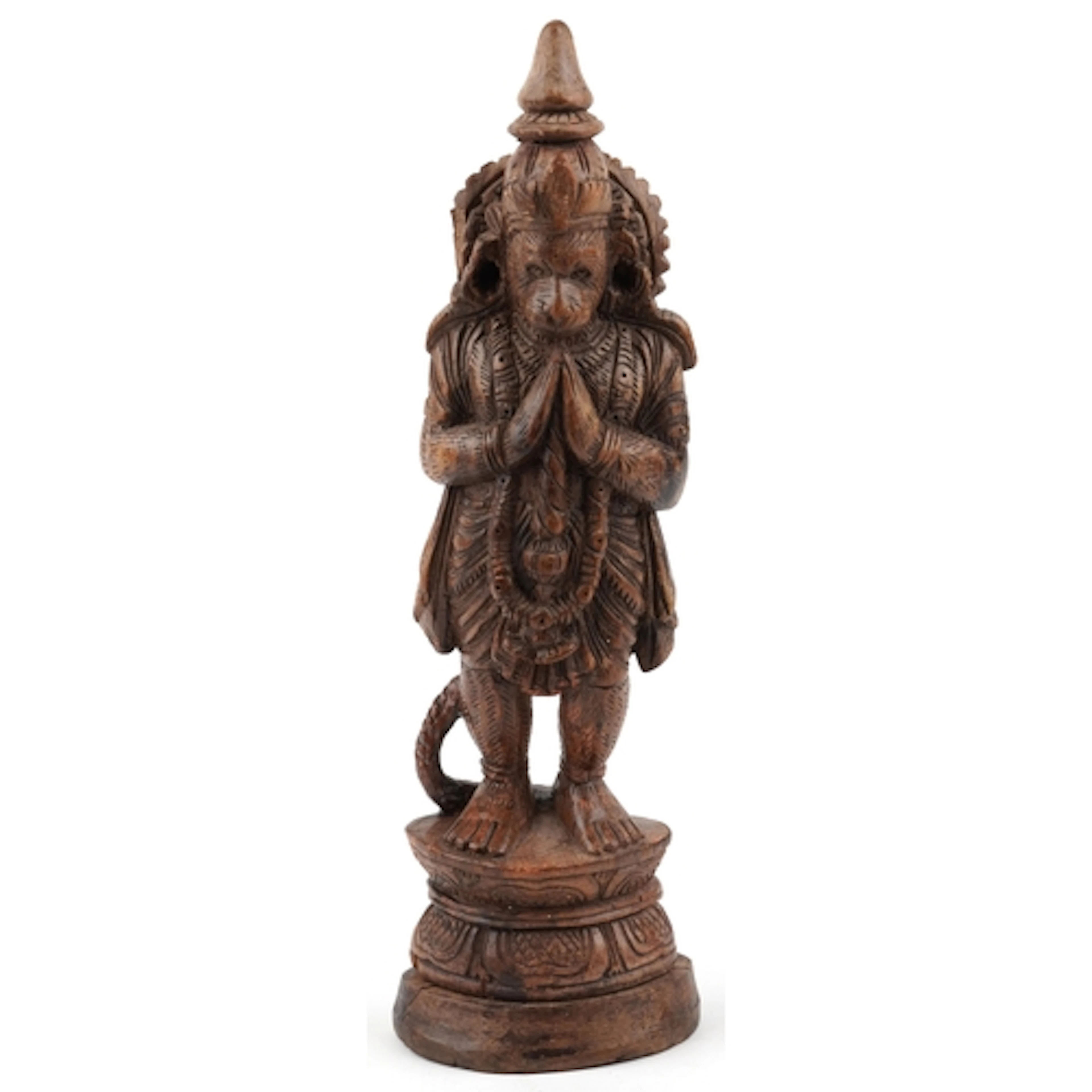 An Indonesian carved wood study of Hanuman, 40cm high.