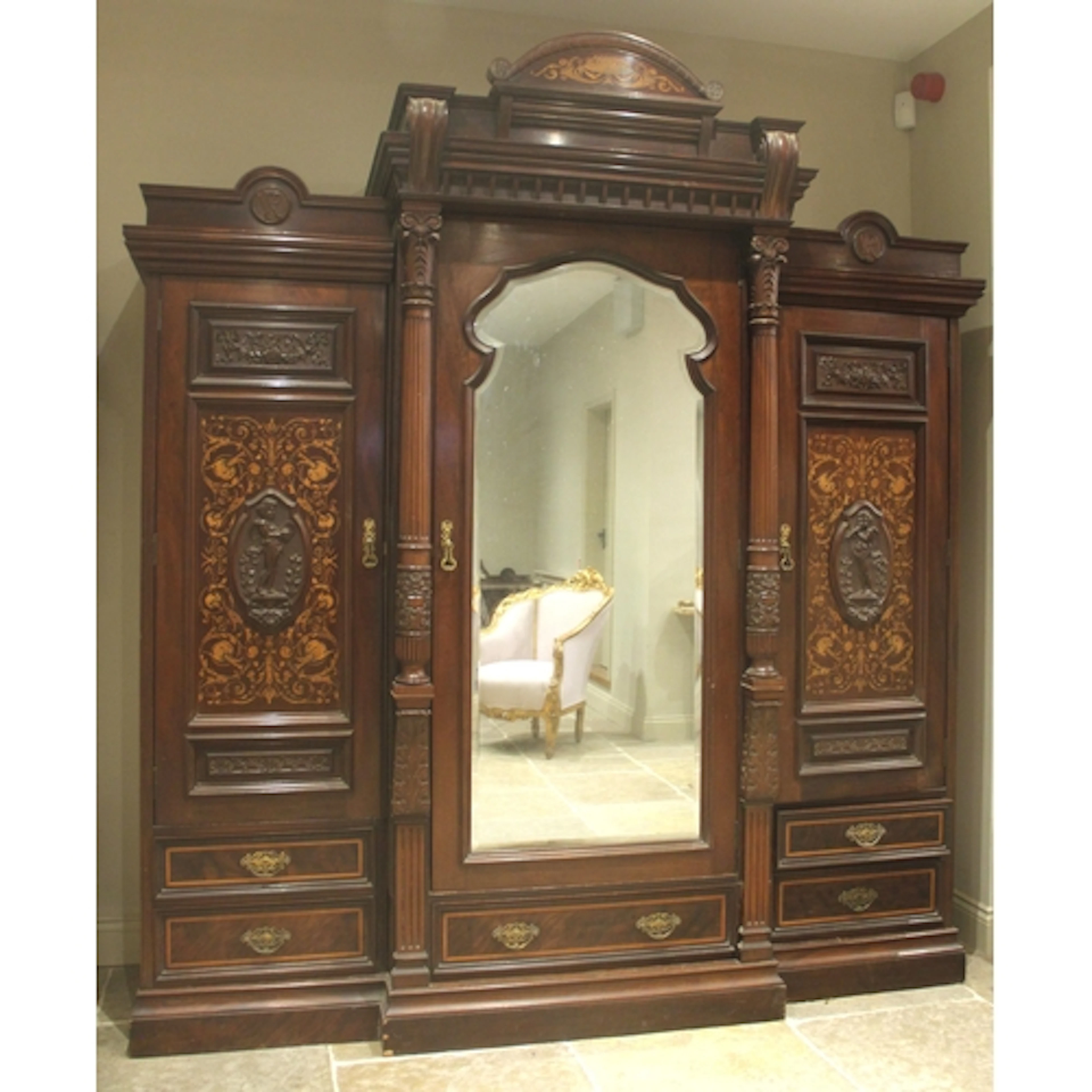 QUEEN VICTORIA INTEREST: A late Victorian inlaid mahogany th...