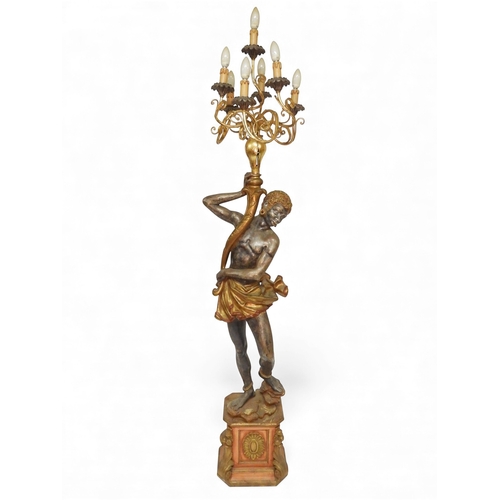 A 20TH CENTURY CONTINENTAL BLACKAMOOR FIGURAL CANDELABRA STA...