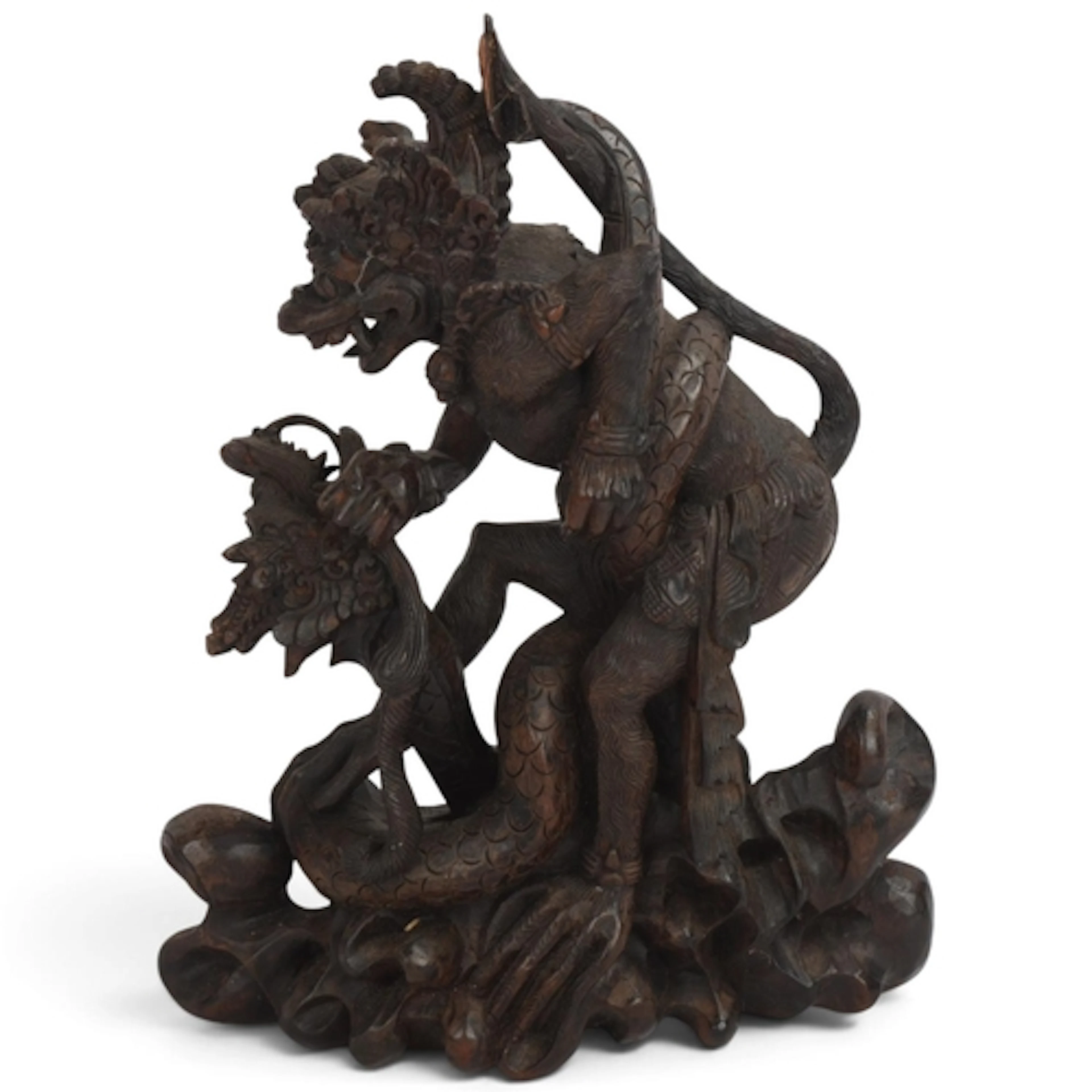 A Balinese carved wood figure of the monkey God Hanuman, pro...