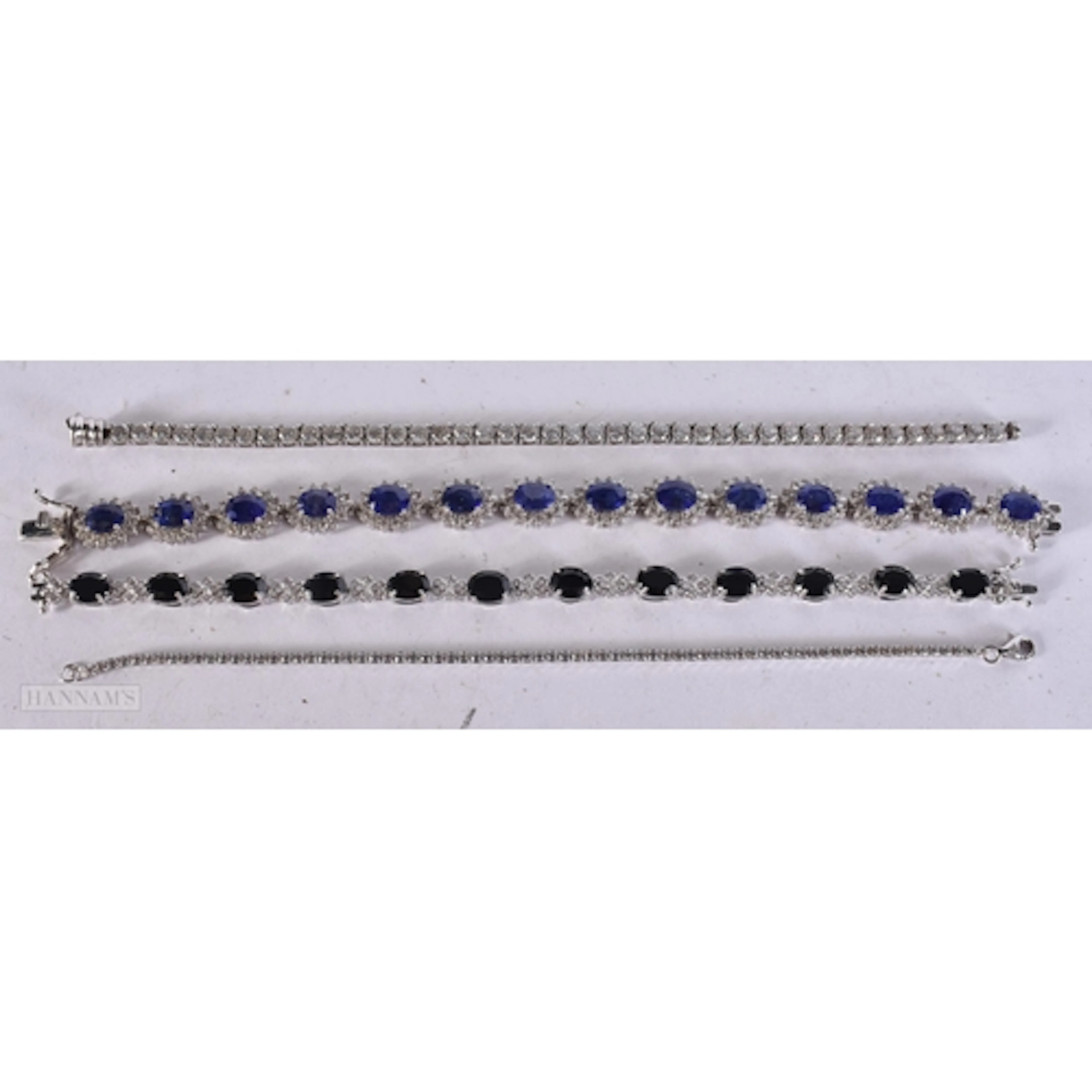 Four Sterling Silver Cubic Zirconia Bracelets inc. Tennis, H...